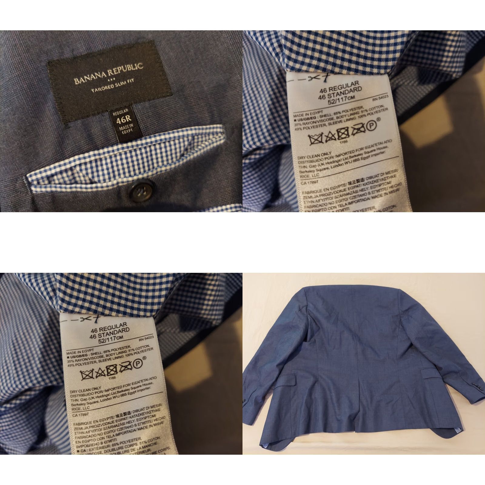 Banana Republic Mens Banana Republic Blue Slim Tailored Jacket Blazer 46R Size 46R - 8 Thumbnail