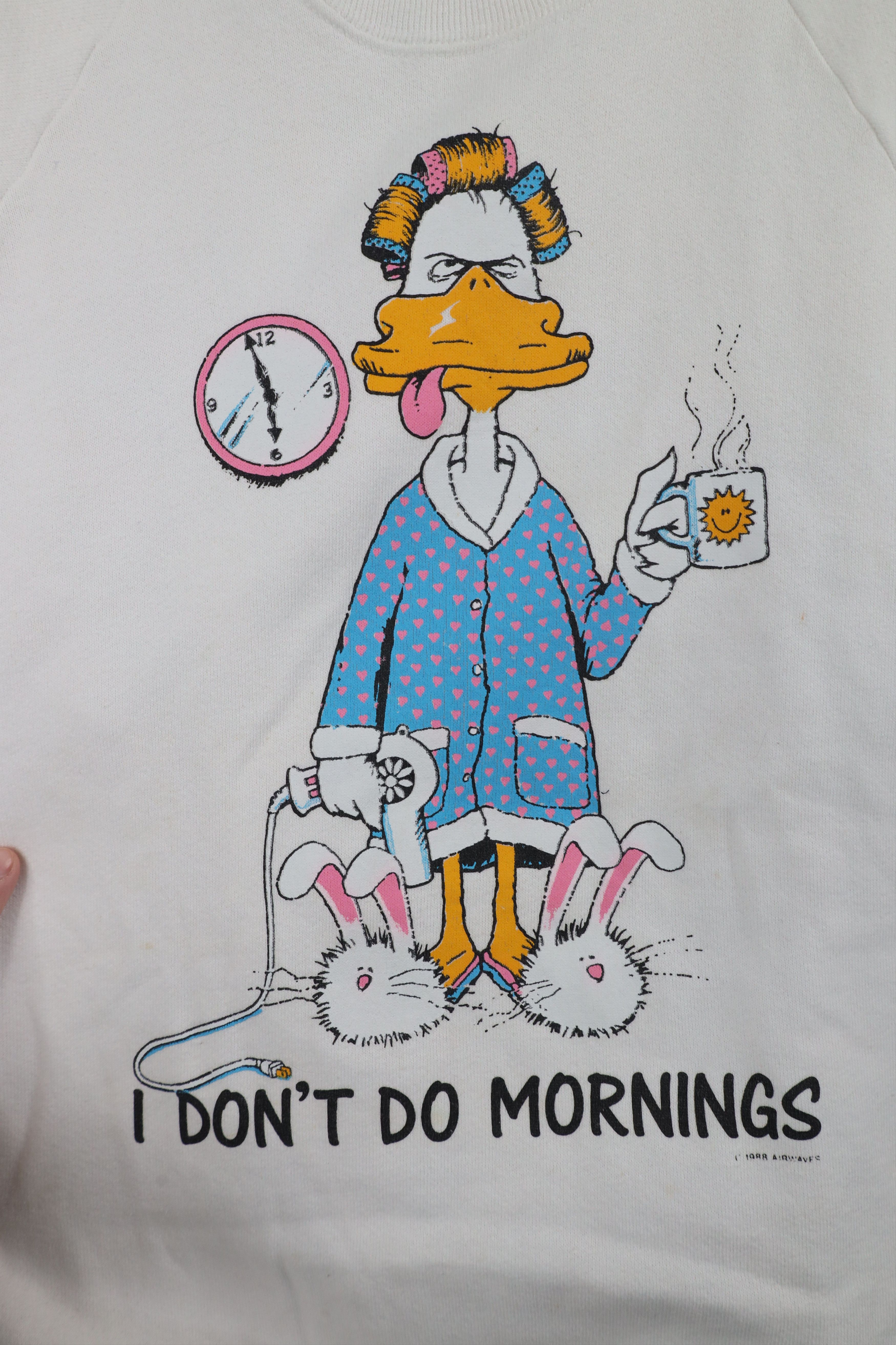 Vintage Vintage 80s Funny Duck I Don't Do Mornings Sweatshirt USA Size L / US 10 / IT 46 - 4 Thumbnail