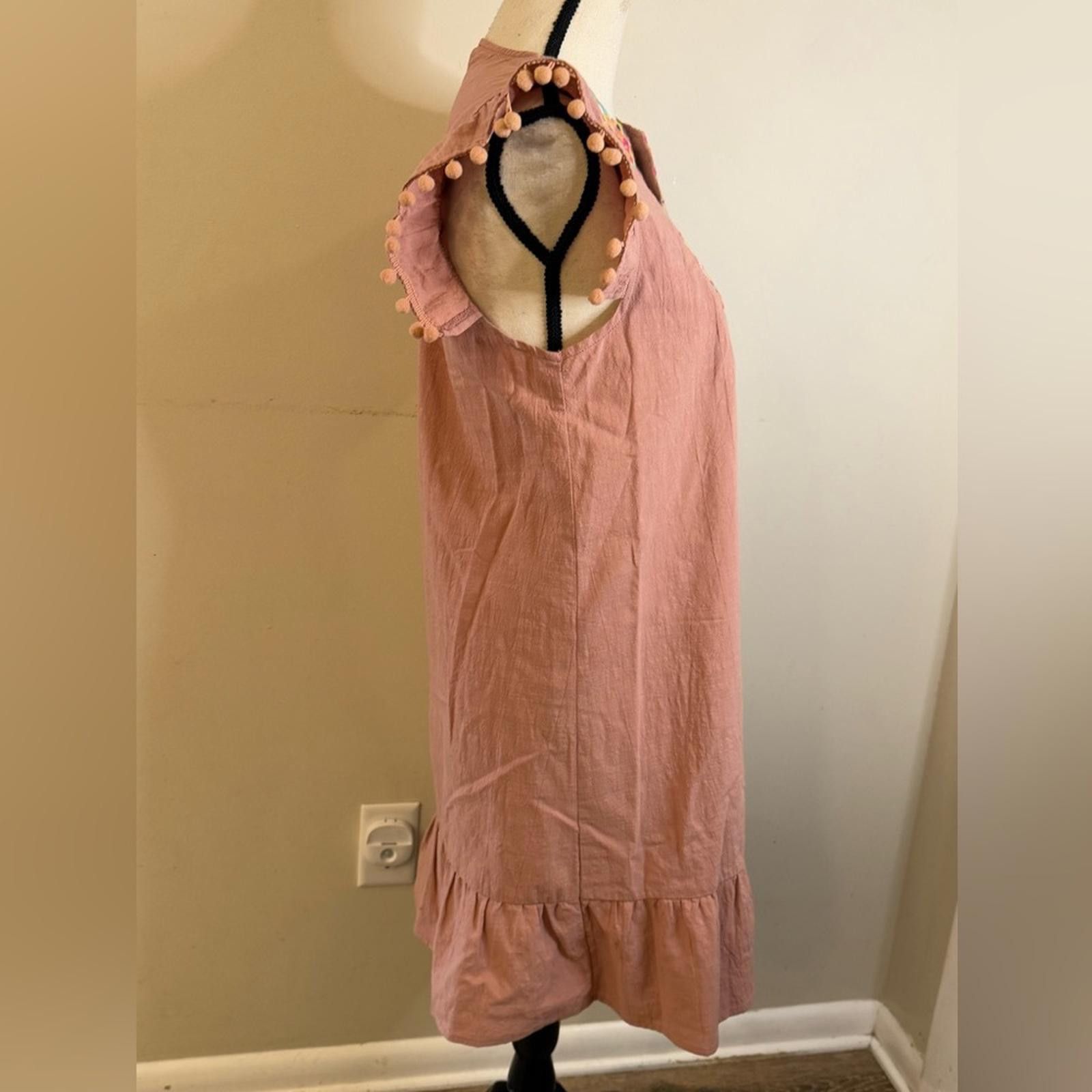 Other Kirundo pink embroidered pom pom midi sheath dress SZ SM Size S / US 4 / IT 40 - 2 Thumbnail