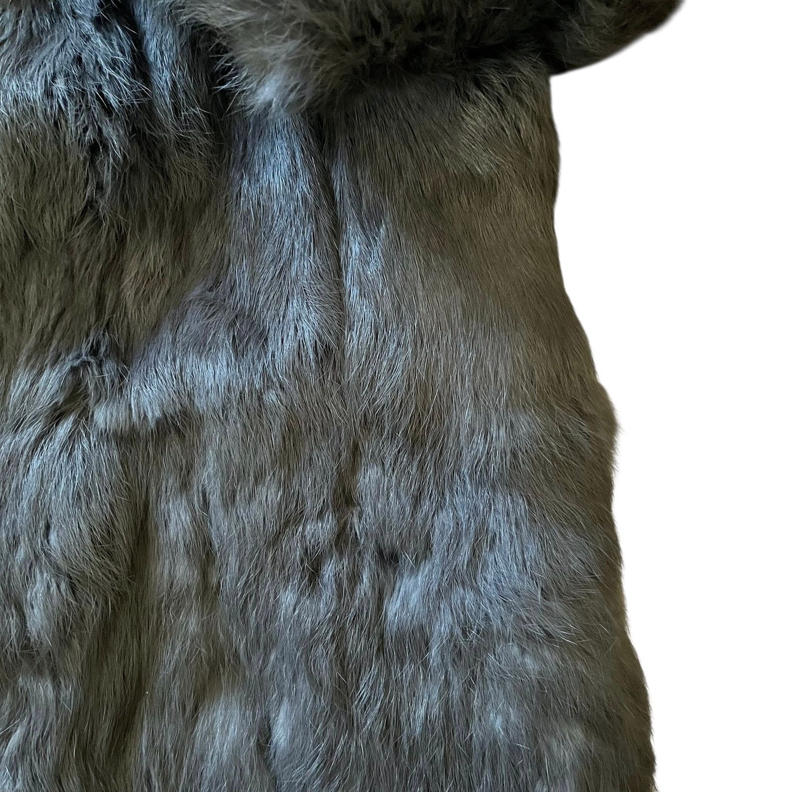 Vintage Vintage Gray Rabbit Genuine Fur High Neck Women's Coat Size L / US 10 / IT 46 - 9 Thumbnail