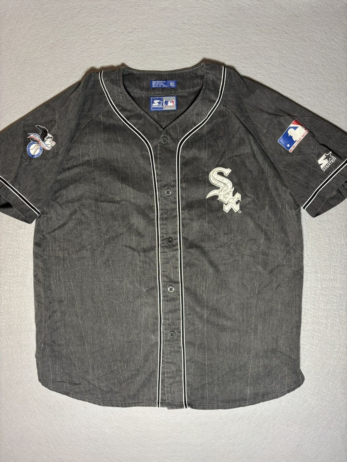 Starter Vintage 90's RARE MLB Chicago White Sox Starter Grey Jersey Size US XL / EU 56 / 4 - 1 Thumbnail