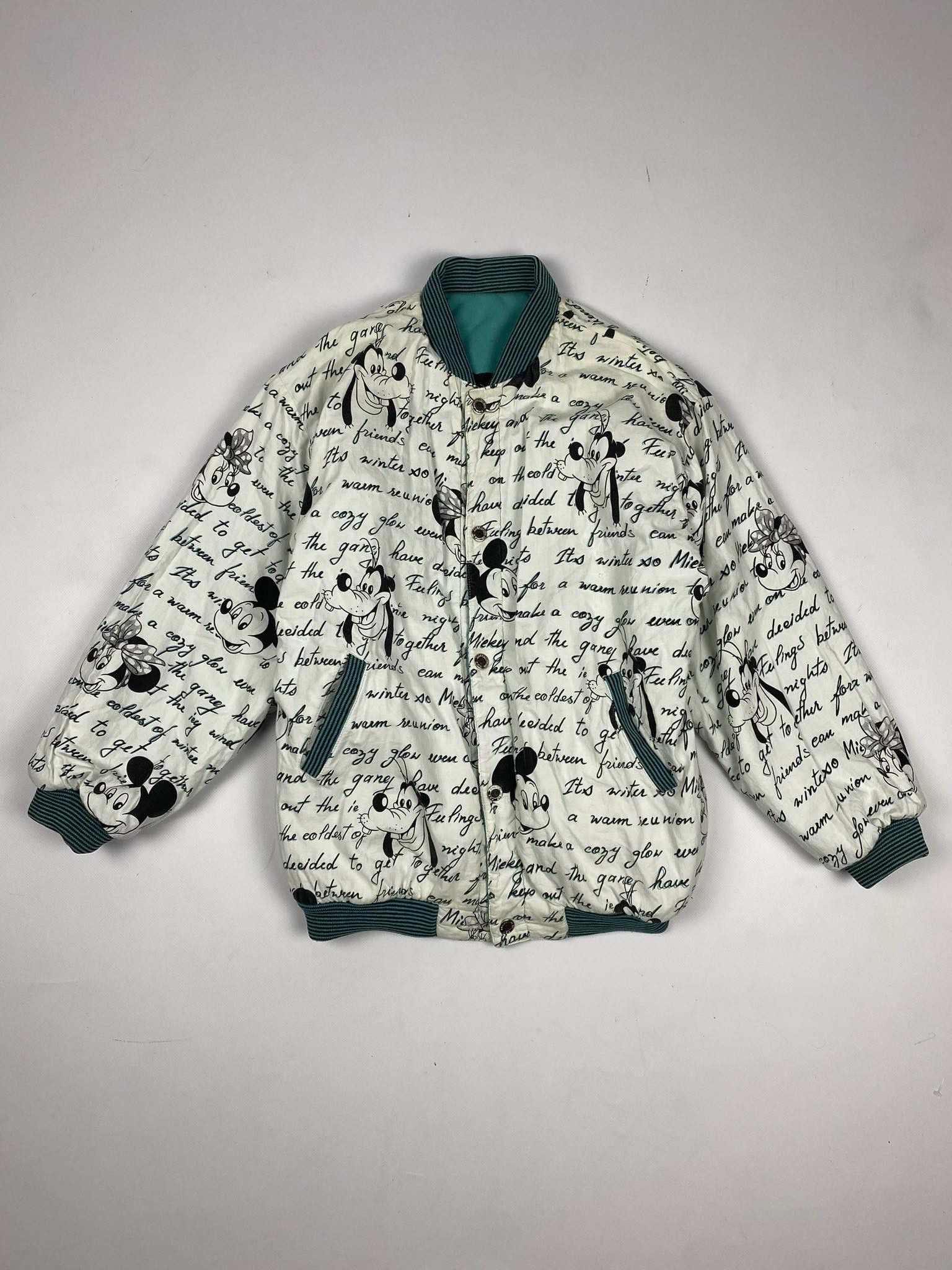 Disney Vintage 80s Mickey Mouse reversible varsity/bomber jacket Size US L / EU 52-54 / 3 - 3 Thumbnail