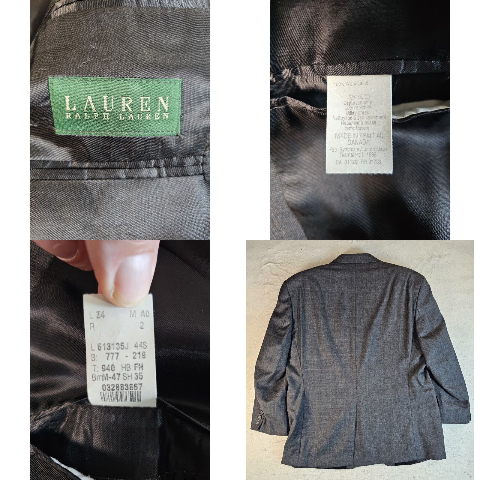 Ralph Lauren VINTAGE Lauren By RALPH LAUREN 2 Piece Suit Mens 44 Short 33x29 Grey Wool Classic 100% Wool Business Formal Party/Cocktail Travel Wedding Mens Size US 44 / EU 60 - 10 Thumbnail