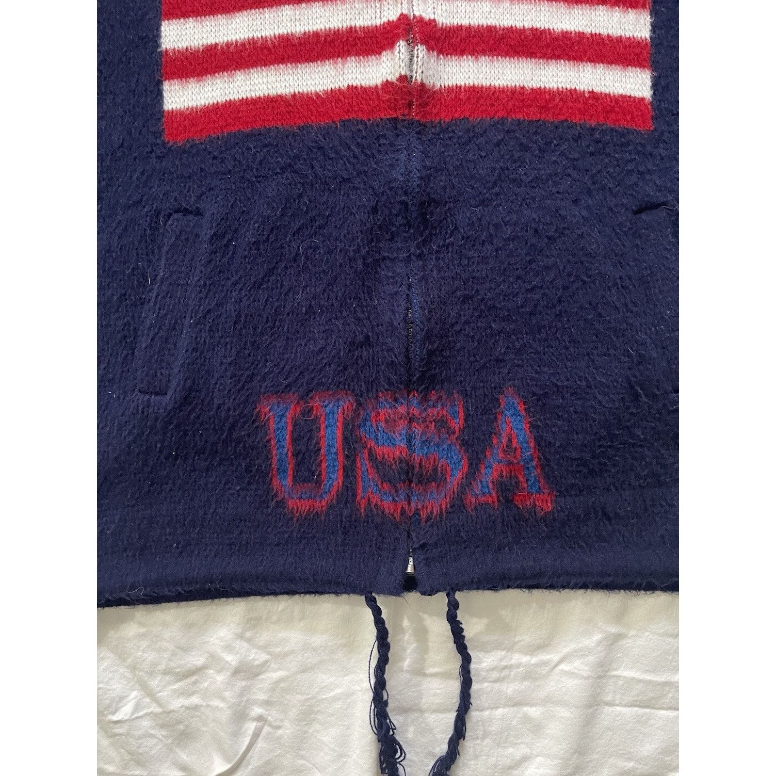 Other Vintage Tejidos Ruminahui Full Zip Hooded Navy Blue USA Flag Size US L / EU 52-54 / 3 - 3 Thumbnail