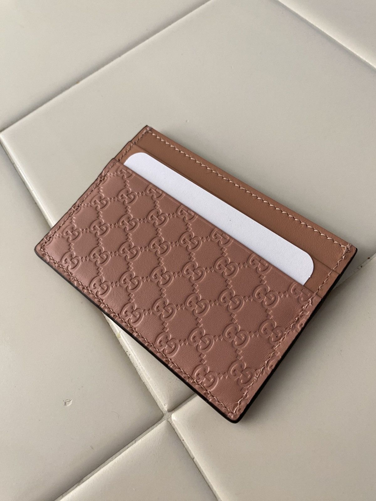 Gucci GG Monogram Pink Card Holder New