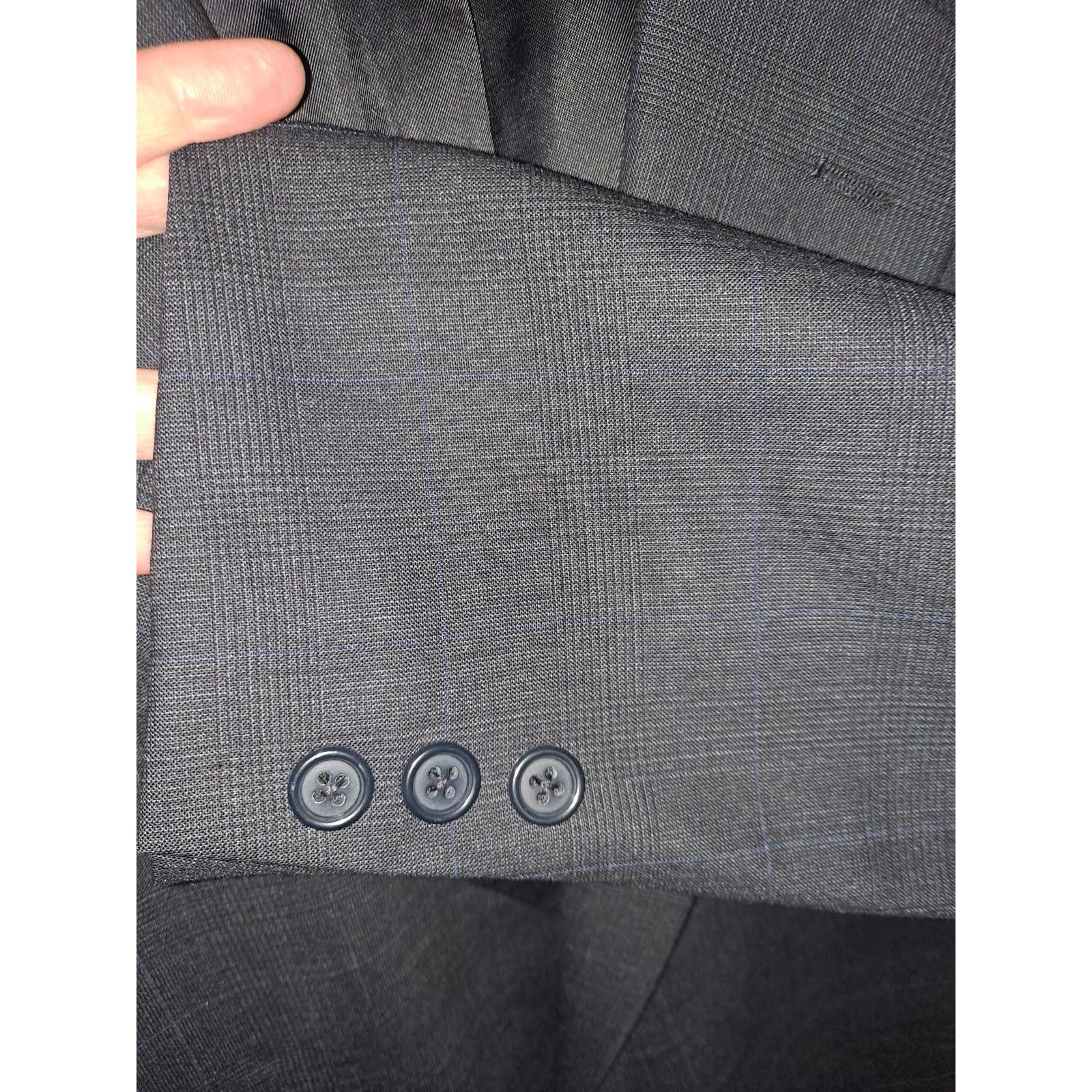 Brooks Brothers Brooks Brothers Gray Plaid with Blue Wool Blend Blazer Size Size 48R - 6 Thumbnail