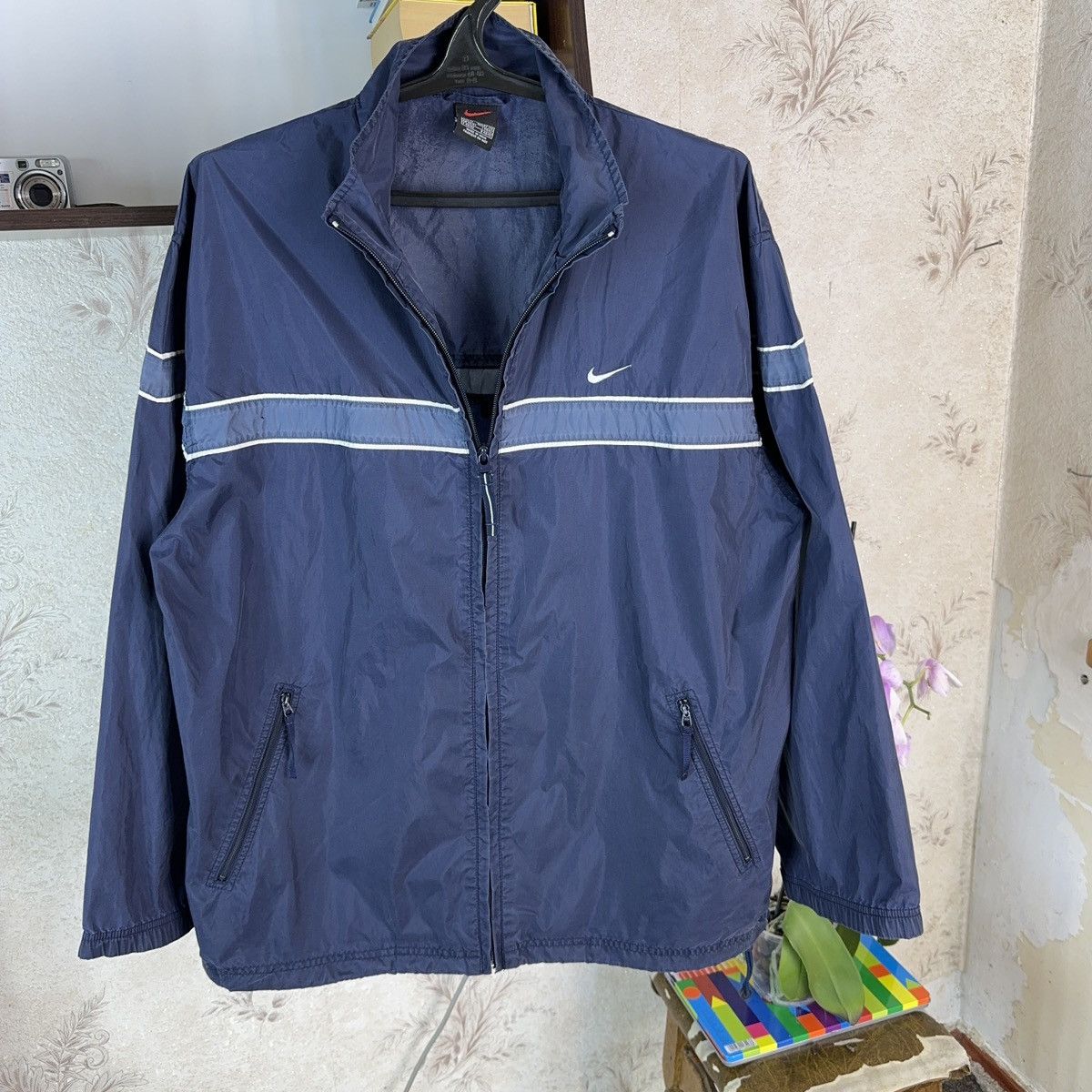 Nike × Vintage Vintage Nike Track Jacket 90s Blue Swoosh Zip Up Nylon Sz M Size US M / EU 48-50 / 2 - 6 Thumbnail