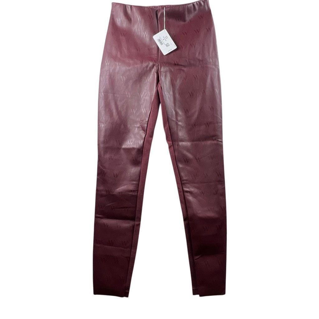 Wolford NWT Wolford Net Vegan Leather Leggings Port Royale Burgundy Size 32" / US 10 / IT 46 - 4 Thumbnail