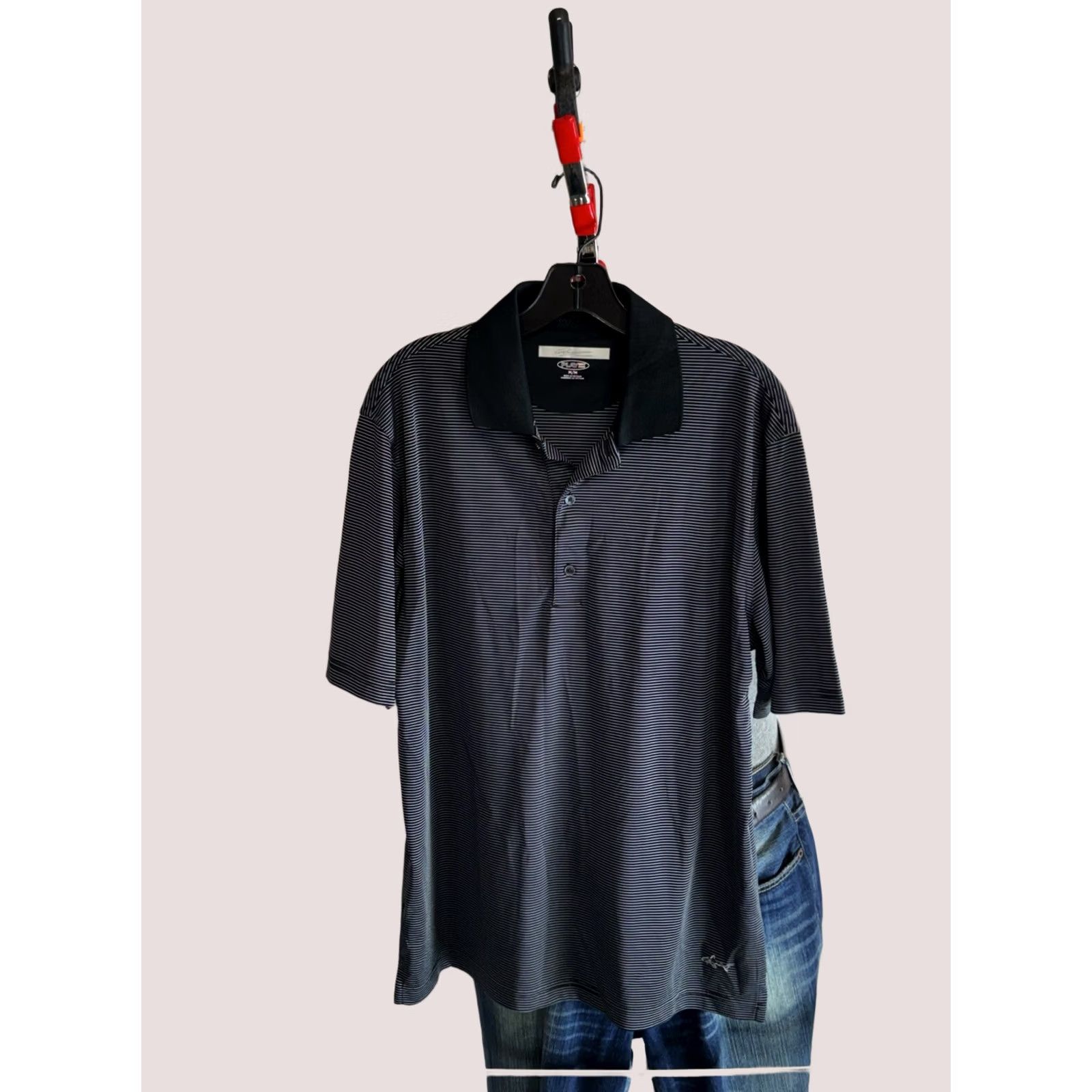 Vintage Greg Norman Polo Shirt Mens M Gray Black Stripe Golf Shirt Medium M Size US M / EU 48-50 / 2 - 1 Thumbnail