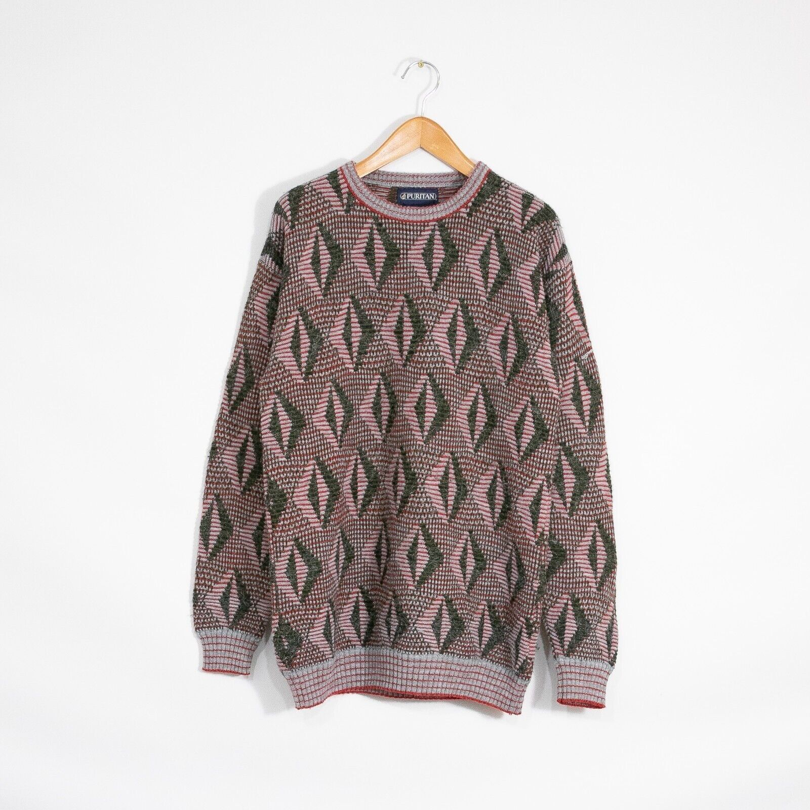 Puritan × Vintage Vintage Puritan Acrylic Sweater Mens XL - Diamond Pattern Size US XL / EU 56 / 4 - 1 Thumbnail