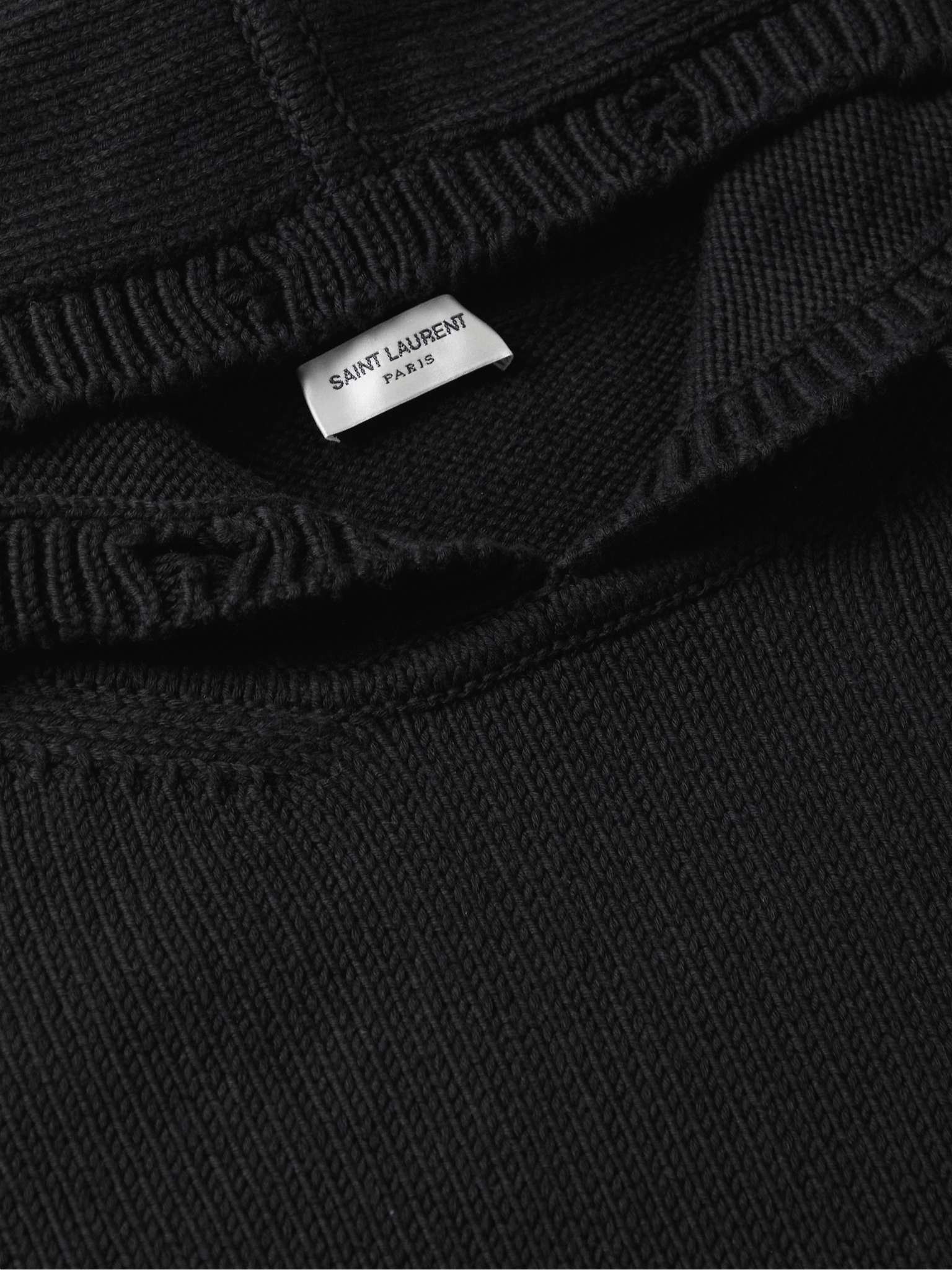 Saint Laurent Paris o1la1rc1a0825 712150 Distressed Hoodie in Cotton in Black Size US L / EU 52-54 / 3 - 6 Thumbnail