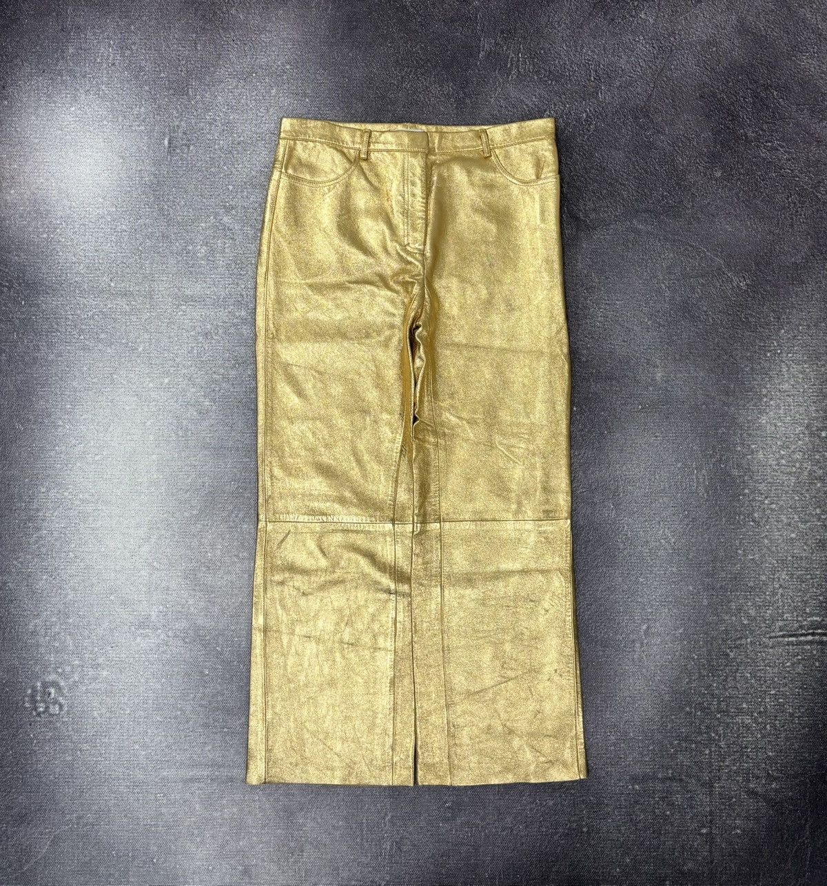 Sandro Sandro Paris NWT Women’s Metallic Gold Lamb Leather Pants Size 30" / US 8 / IT 44 - 1 Thumbnail
