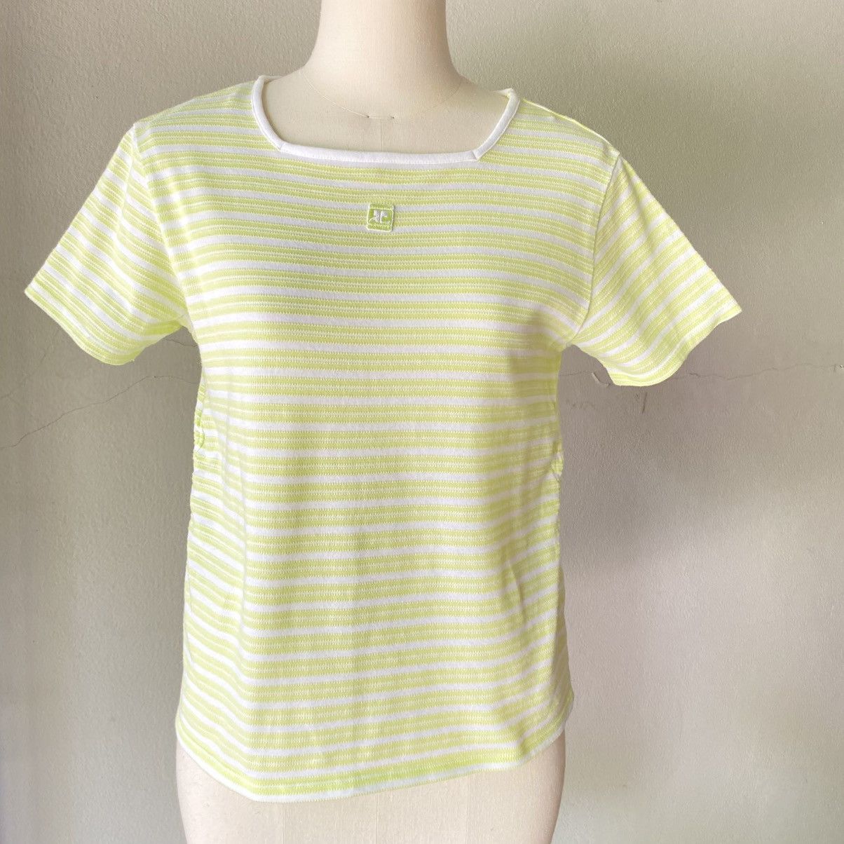 Courreges Courreges Lime Green Striped Short Sleeve Tee Size XS / US 0-2 / IT 36-38 - 14 Thumbnail
