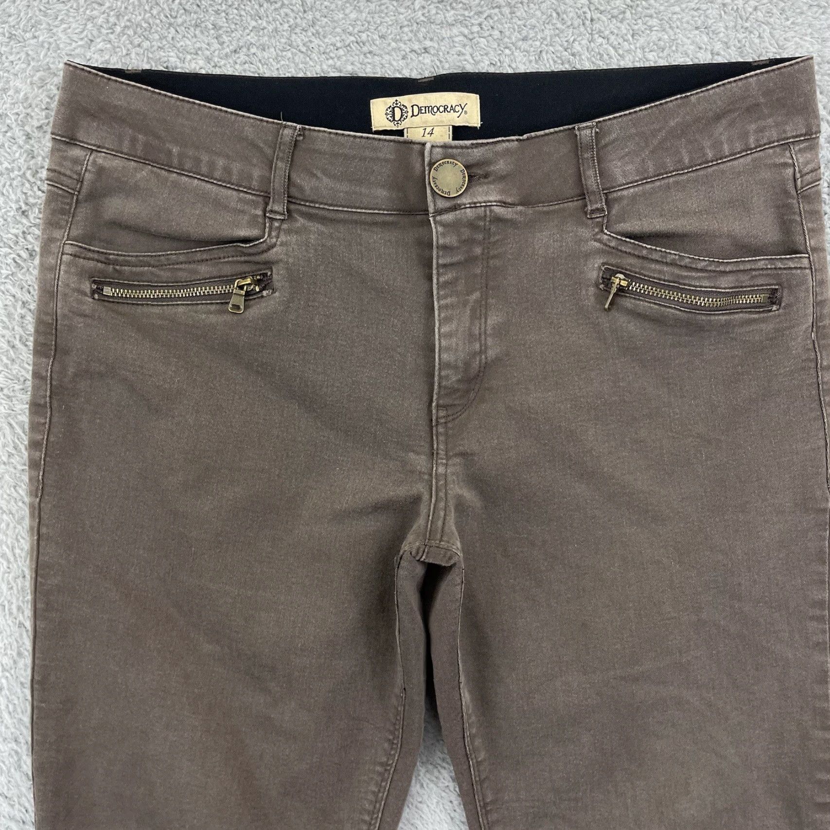 Vintage Democracy Jeans Capri Pants Womens 14 Brown Stretch Ab Technology 5-Pocket Denim Slim Casual Retro 28in Inseam Size 36" / US 14 / IT 50 - 4 Thumbnail