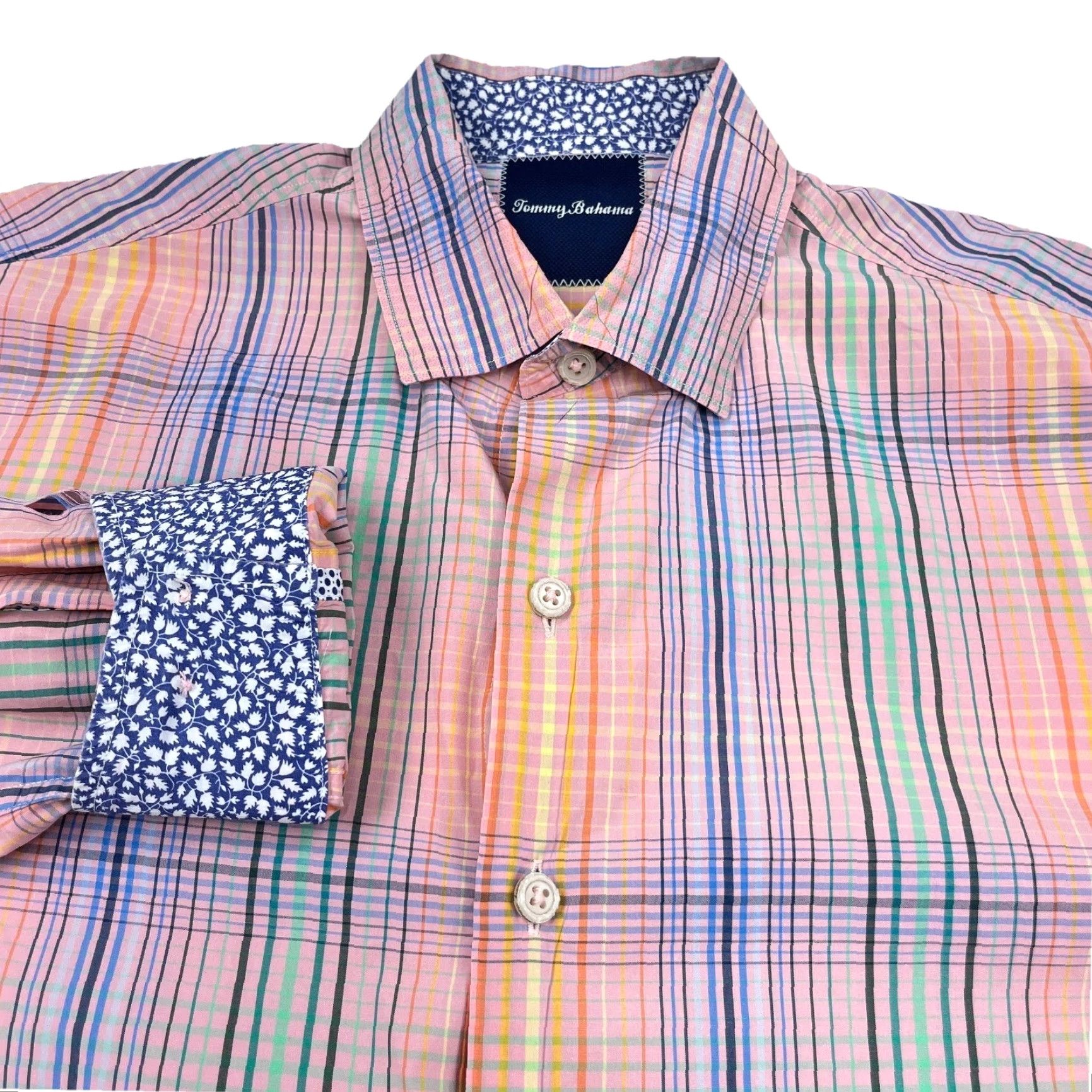 Tommy Bahama Tommy Bahama Shirt Men Medium Pink Plaid Button-Up Casual Beach Classic Size 40R - 2 Thumbnail