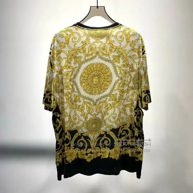 Versace Versace Men's White Cotton T-Shirt with Gold Design . Size US XXL / EU 58 / 5 - 2 Thumbnail