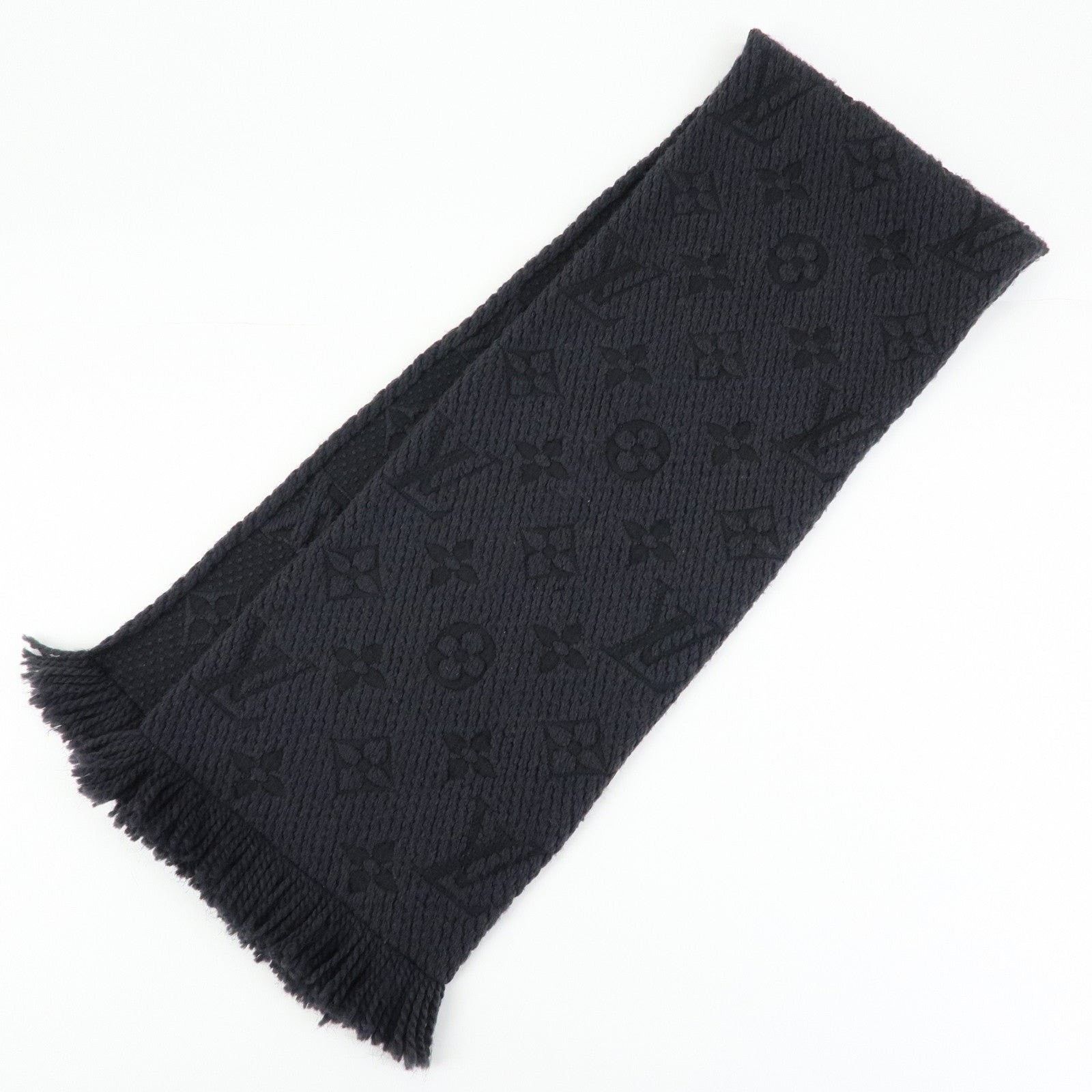 Louis Vuitton Louis Vuitton Logomania Wool Silk Scarf Black Size ONE SIZE - 1 Thumbnail
