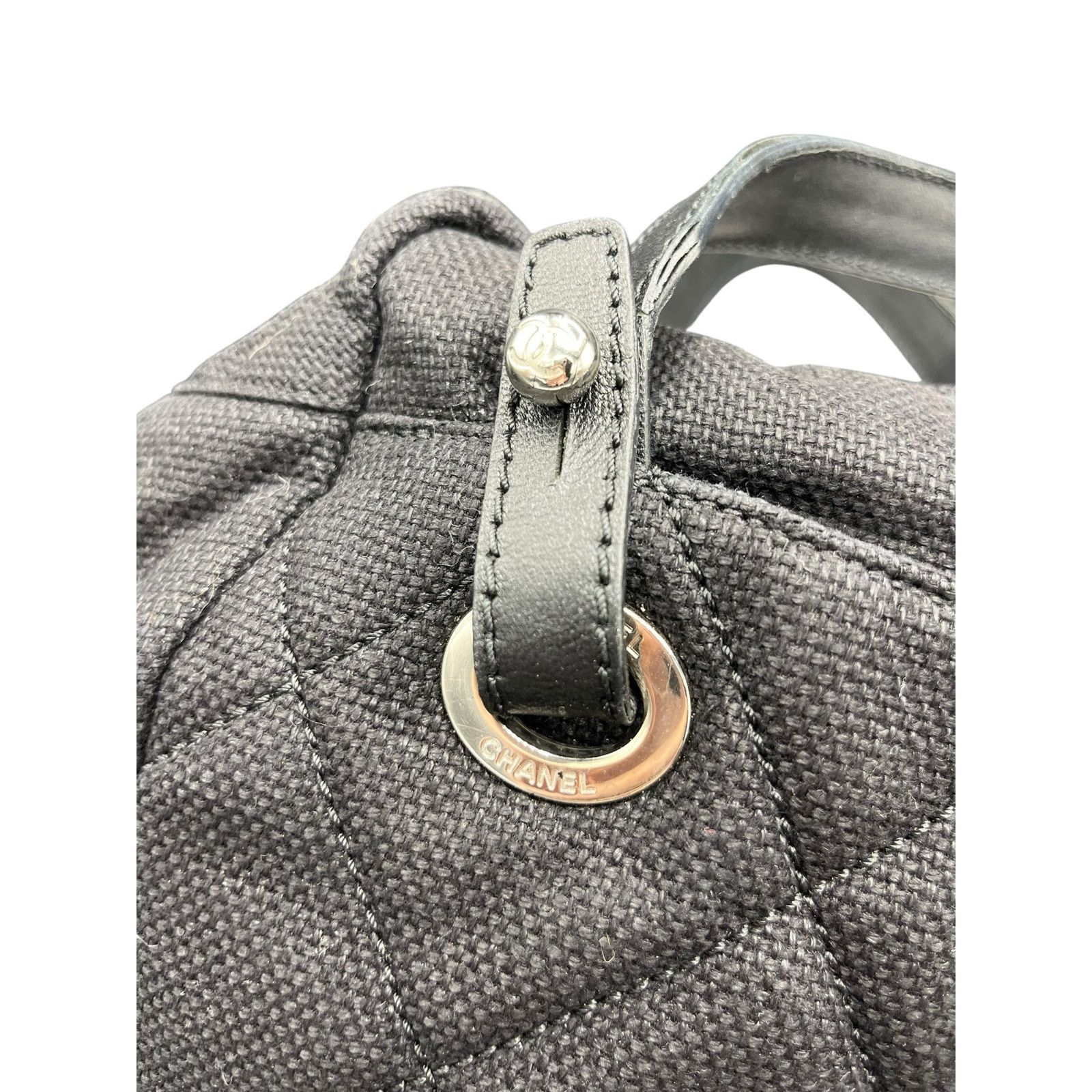 Chanel Chanel Biarritz Black Quilted Canvas Bowler Bag Size ONE SIZE - 14 Thumbnail