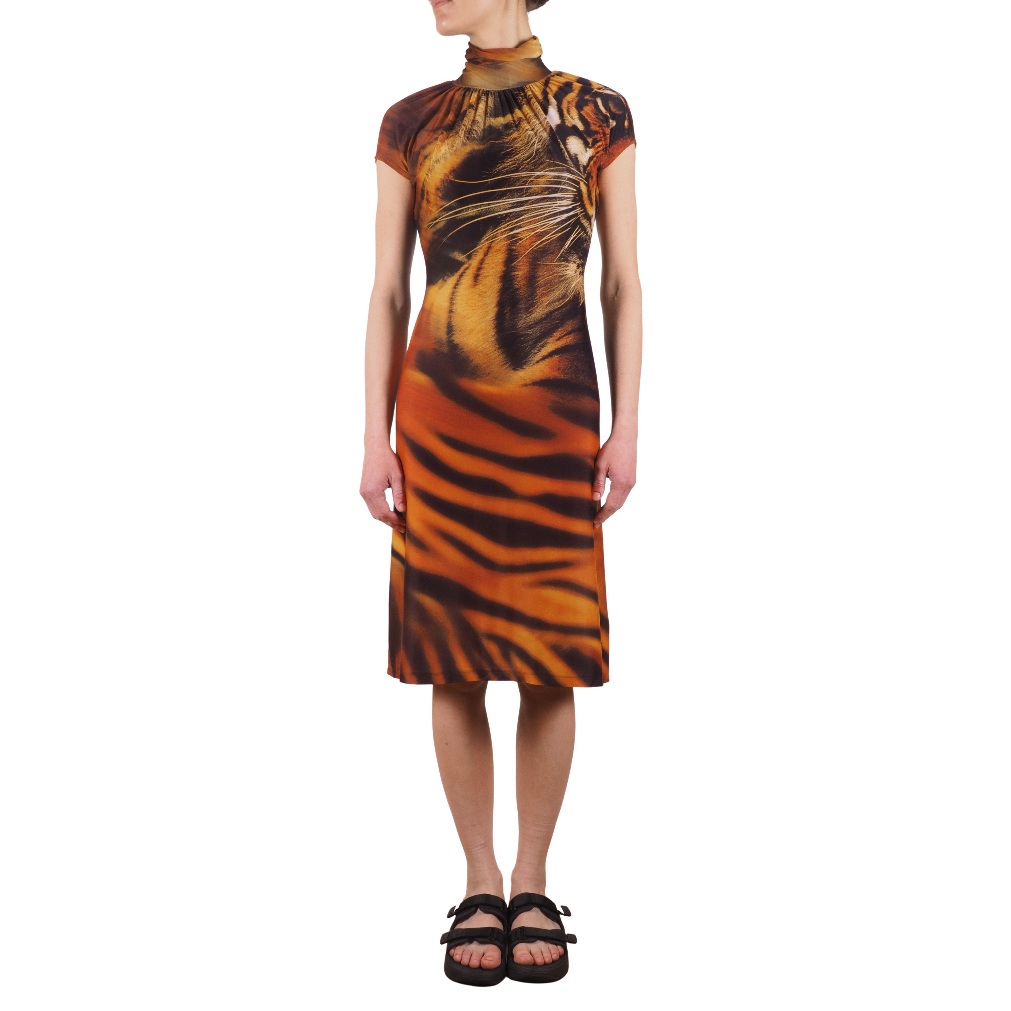 Roberto Cavalli Roberto Cavalli Vintage Tiger Print Turtleneck Midi Dress Size M / US 6-8 / IT 42-44 - 1 Thumbnail