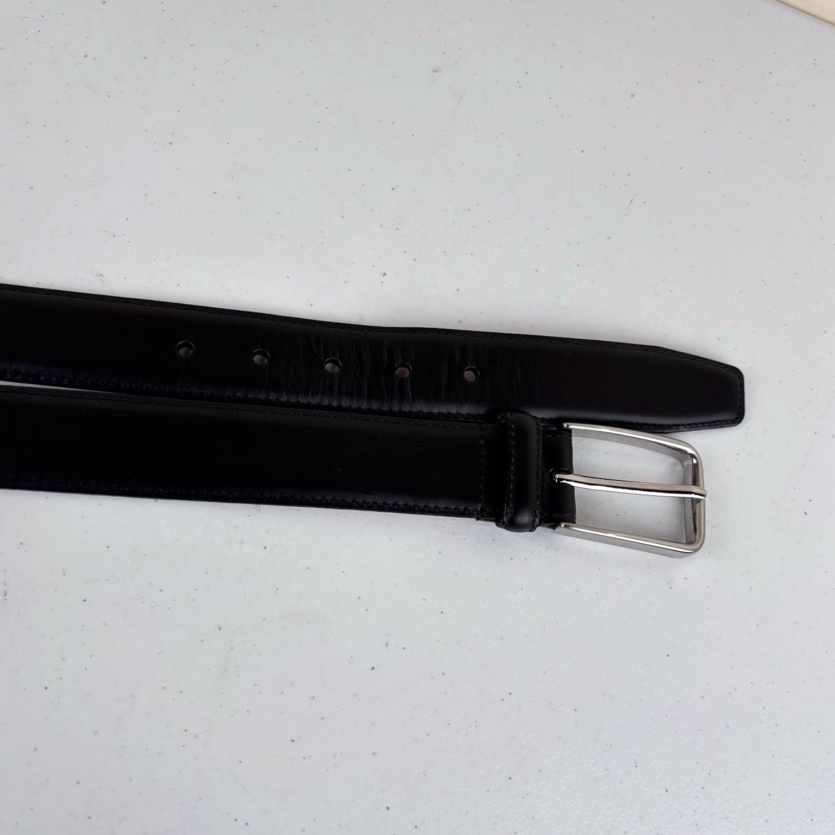 Vintage Lejon Belt Mens 40 Black Leather USA Oil Tanned Harness Buckle Silver Dress Belt Men Size 40 - 5 Thumbnail