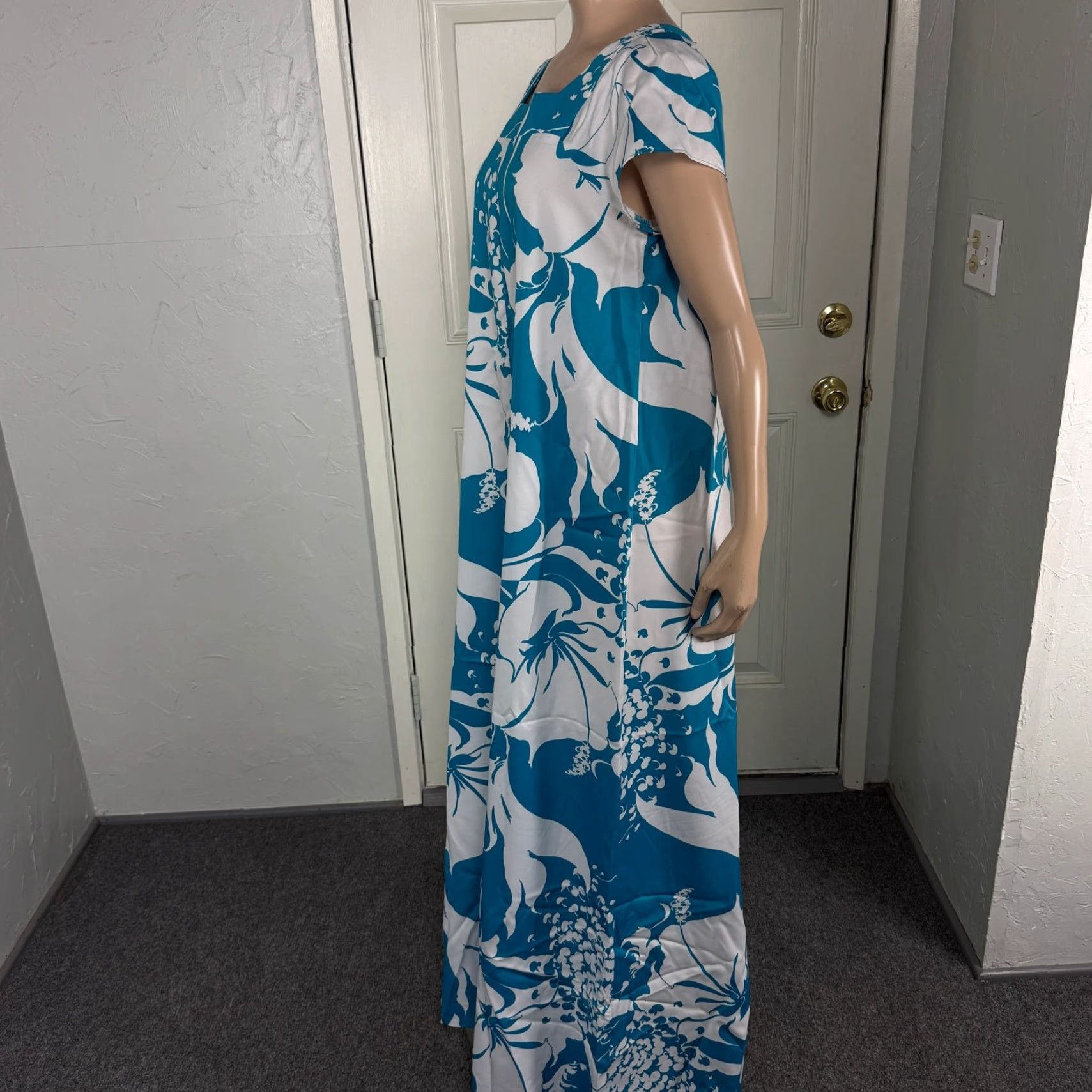 Vintage VINTAGE Waltah Clarke Dress Maxi Bohemian Women's 70s Polyester Blue 12 XS/S Size XS / US 0-2 / IT 36-38 - 4 Thumbnail