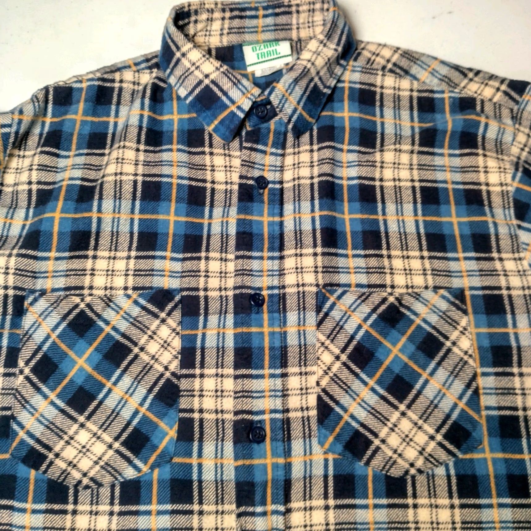 Vintage VINTAGE Ozark Trail Shirt Men M Blue Yellow Plaid Flannel Button-Up Long Sleeve Workwear Grunge 90s style Mens Size US M / EU 48-50 / 2 - 2 Thumbnail