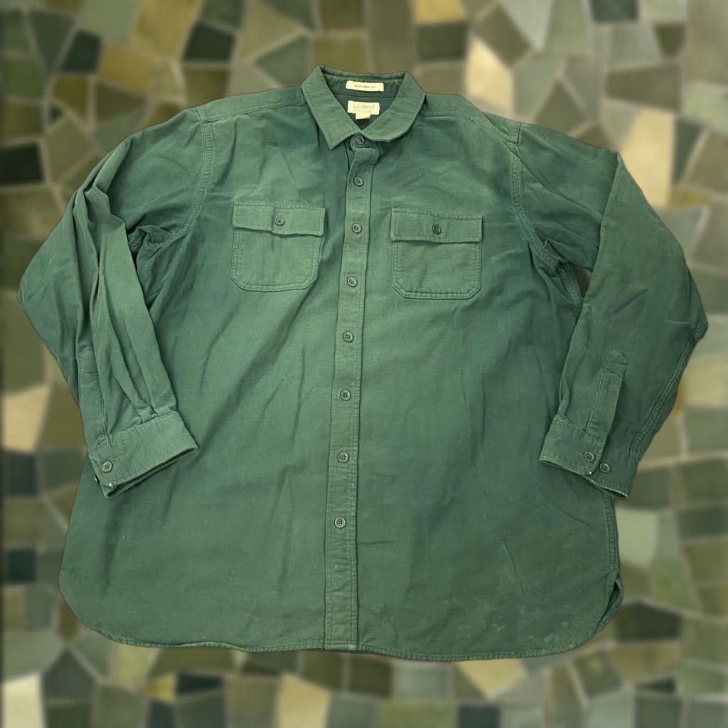 Vintage L.L. Bean Vintage Flannel Button-Up Shirt Mens 2XLT Green Long Sleeve Classic Fit Size US XXL / EU 58 / 5 - 1 Thumbnail