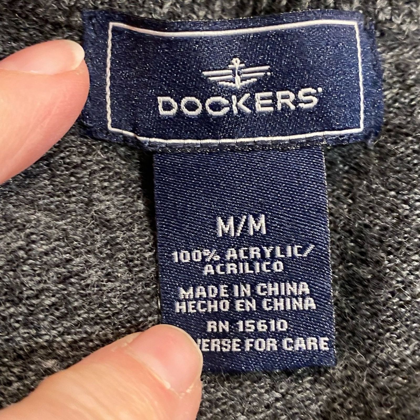 Dockers Dockers Medium Charcoal Gray Sweater Vest w/ Diamond Pattern Size US M / EU 48-50 / 2 - 3 Thumbnail