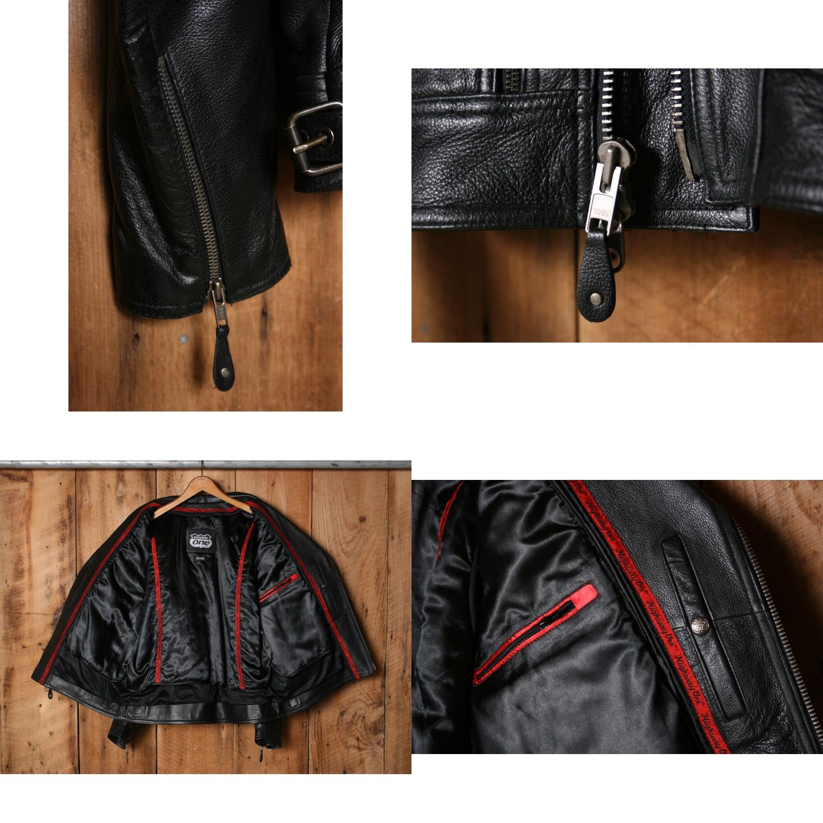 Vintage HIGHWAY ONE Heavy Black Leather Jacket Mens Sz. L Biker Zip-Out Liner Thinsulate Insulation Heavyweight Leather Jacket Size US L / EU 52-54 / 3 - 8 Thumbnail