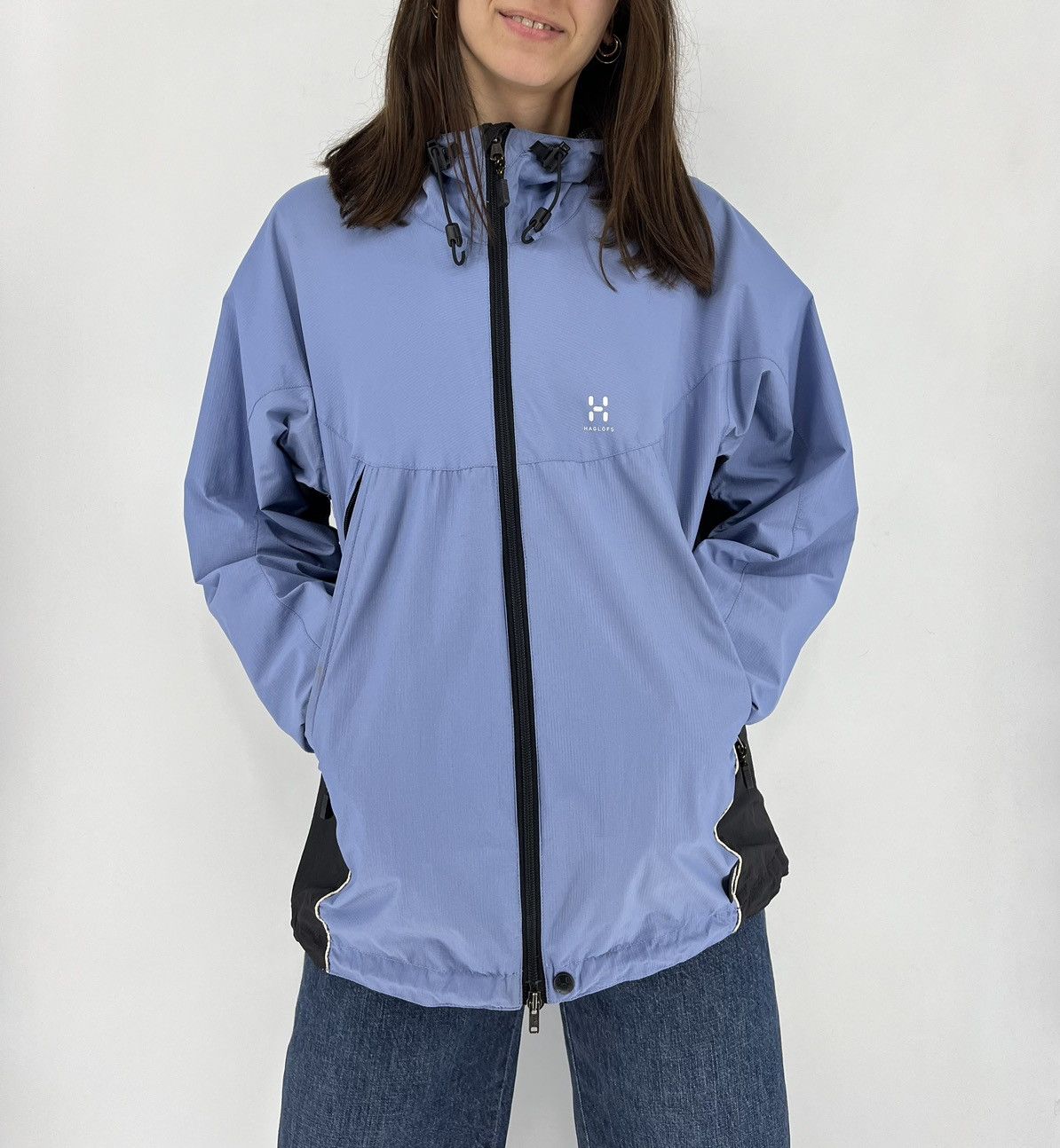 Haglofs × Vintage Women’s Woman Haglöfs Windbreaker Jacket Blue Nylon Size L Size M / US 6-8 / IT 42-44 - 6 Thumbnail