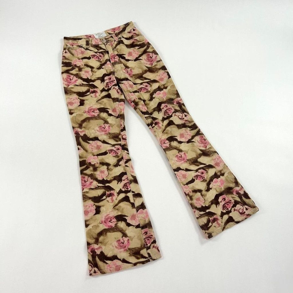 Blumarine y2k Blugirl tan brown and pink rose camouflage print jeans Size 28" / US 6 / IT 42 - 1 Thumbnail