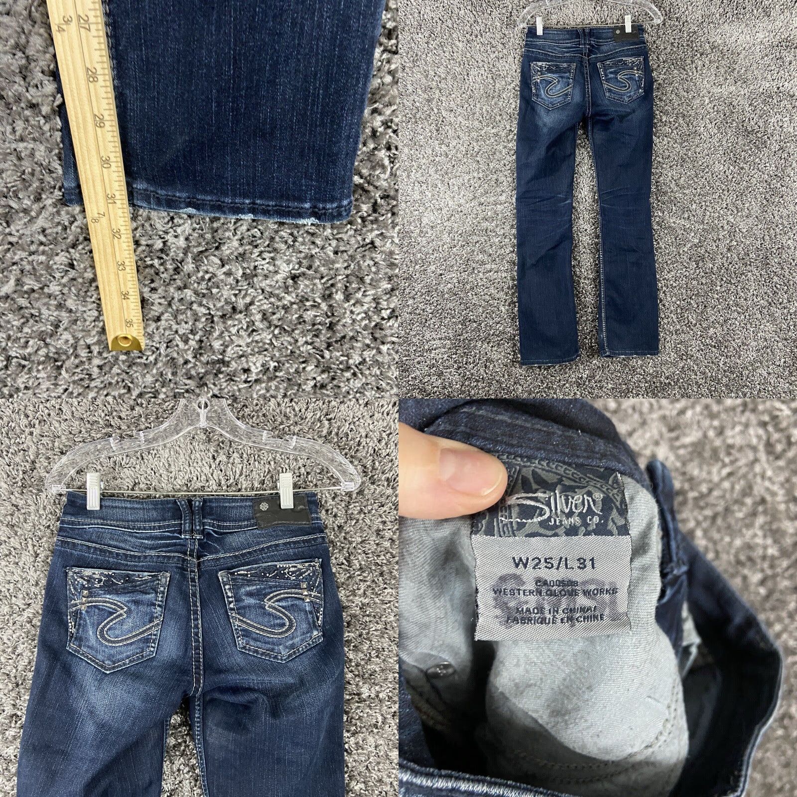 Silver Jeans Co. SILVER JEANS Suki Straight Blue Jeans Women’s 25 Studded Heavy Stitch Metal Size 42" / US 20 - 8 Thumbnail
