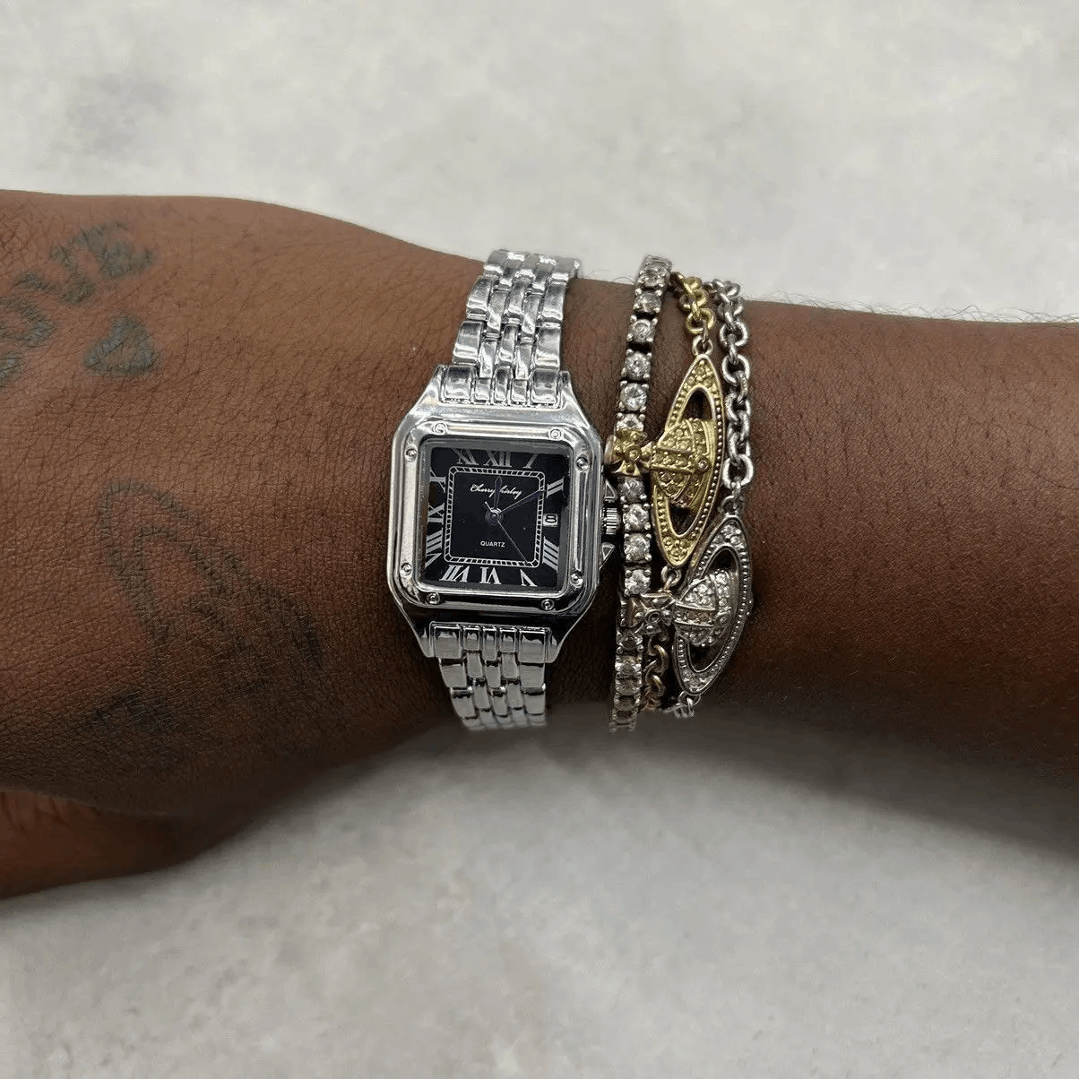 Other Vintage 90s black dial luxury style quartz silver watch Size ONE SIZE - 3 Thumbnail
