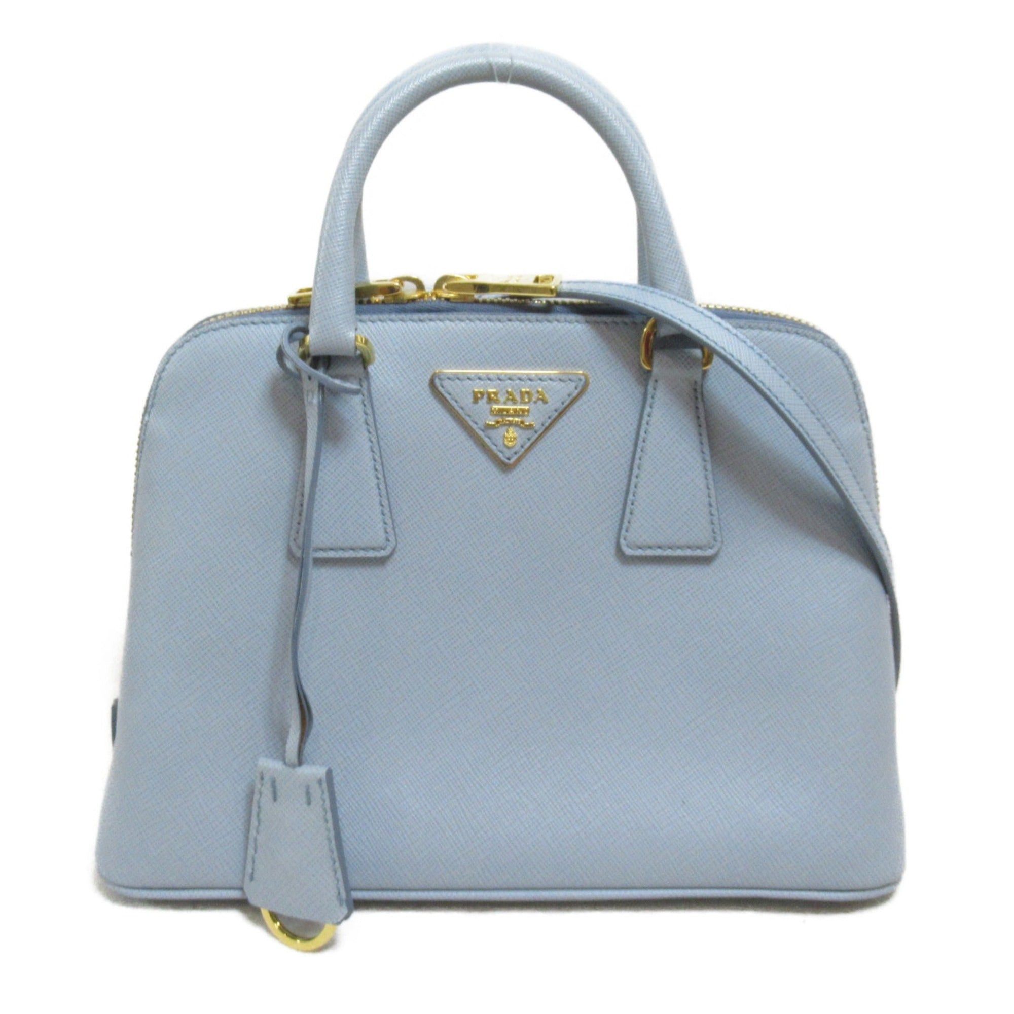 image of Prada 2Way Handbag Blue Light Blue Leather Safiano Leather Bl0838, Women's