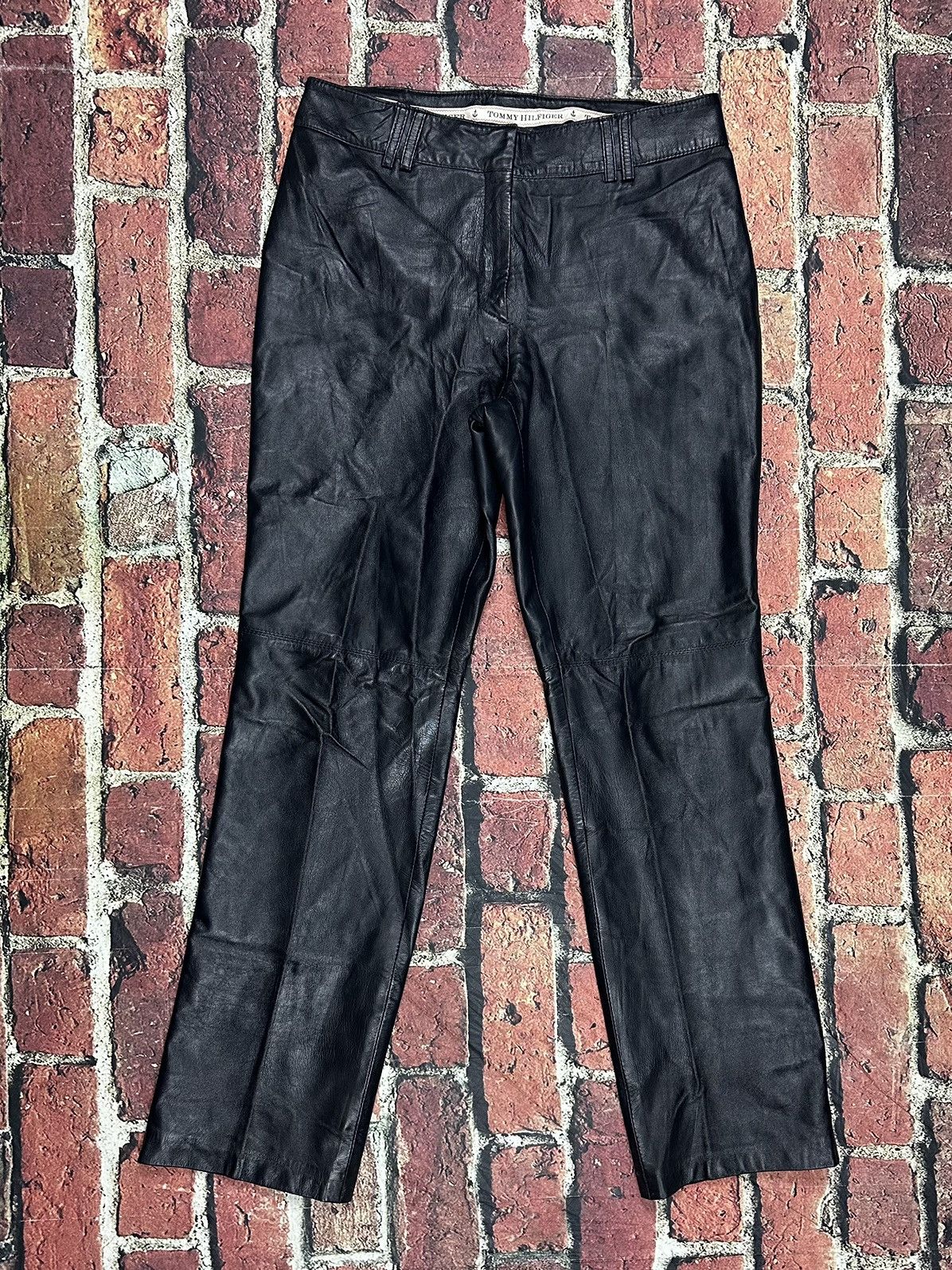 Tommy Hilfiger Vintage Tommy Hilfiger Leather Pants Motorcycle Y2K 33x32 Size 34" / US 12 / IT 48 - 2 Thumbnail