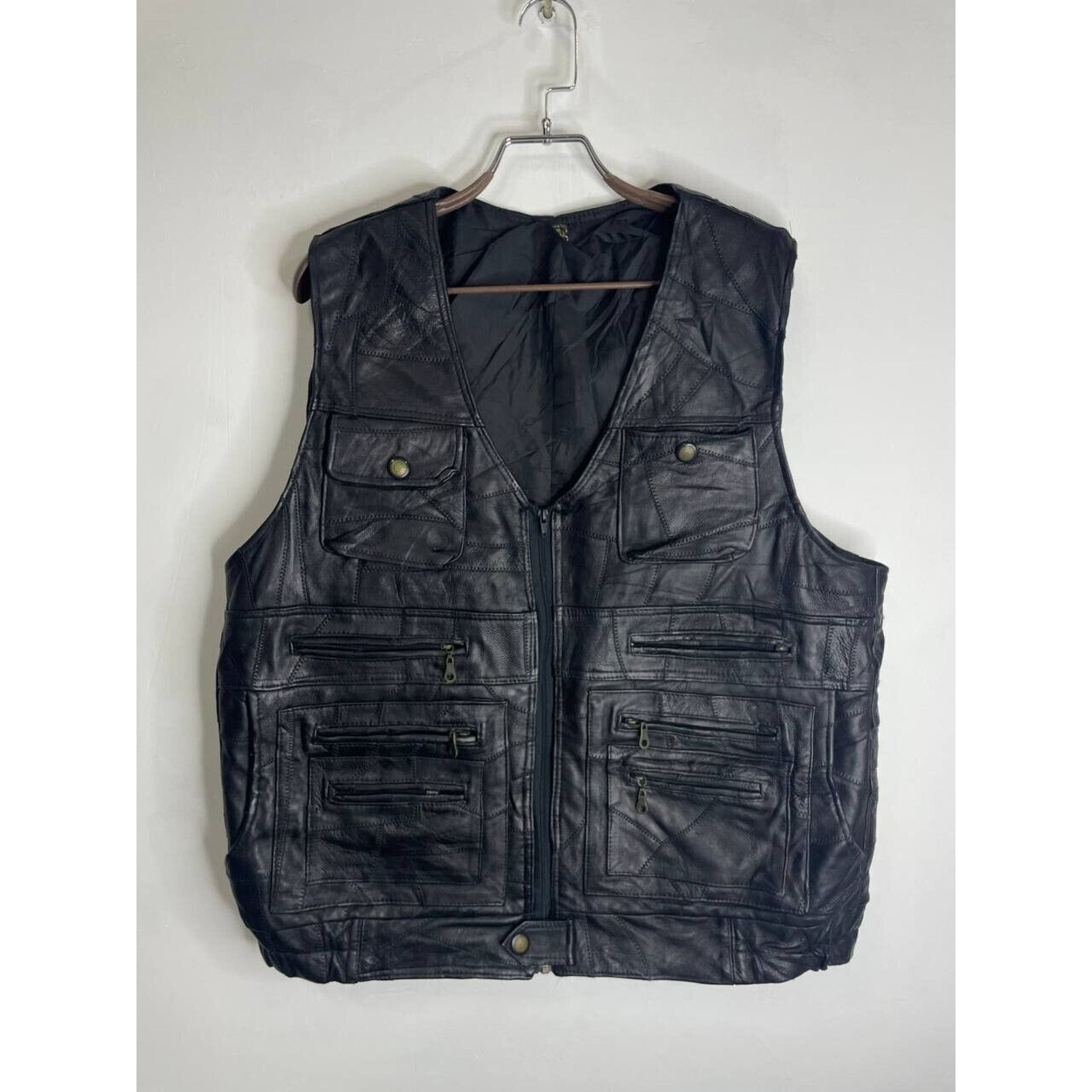 Vintage Vintage Black Leather Utility Vest with Multi Pockets Size L Size US L / EU 52-54 / 3 - 1 Thumbnail