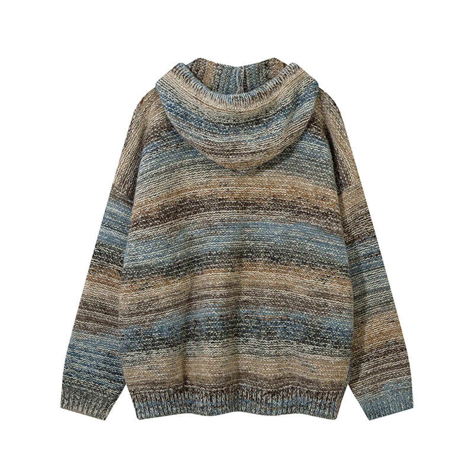 Other Multicolor Striped Knit Hoodie Sweater, Casual Pullover Size US XL / EU 56 / 4 - 2 Thumbnail