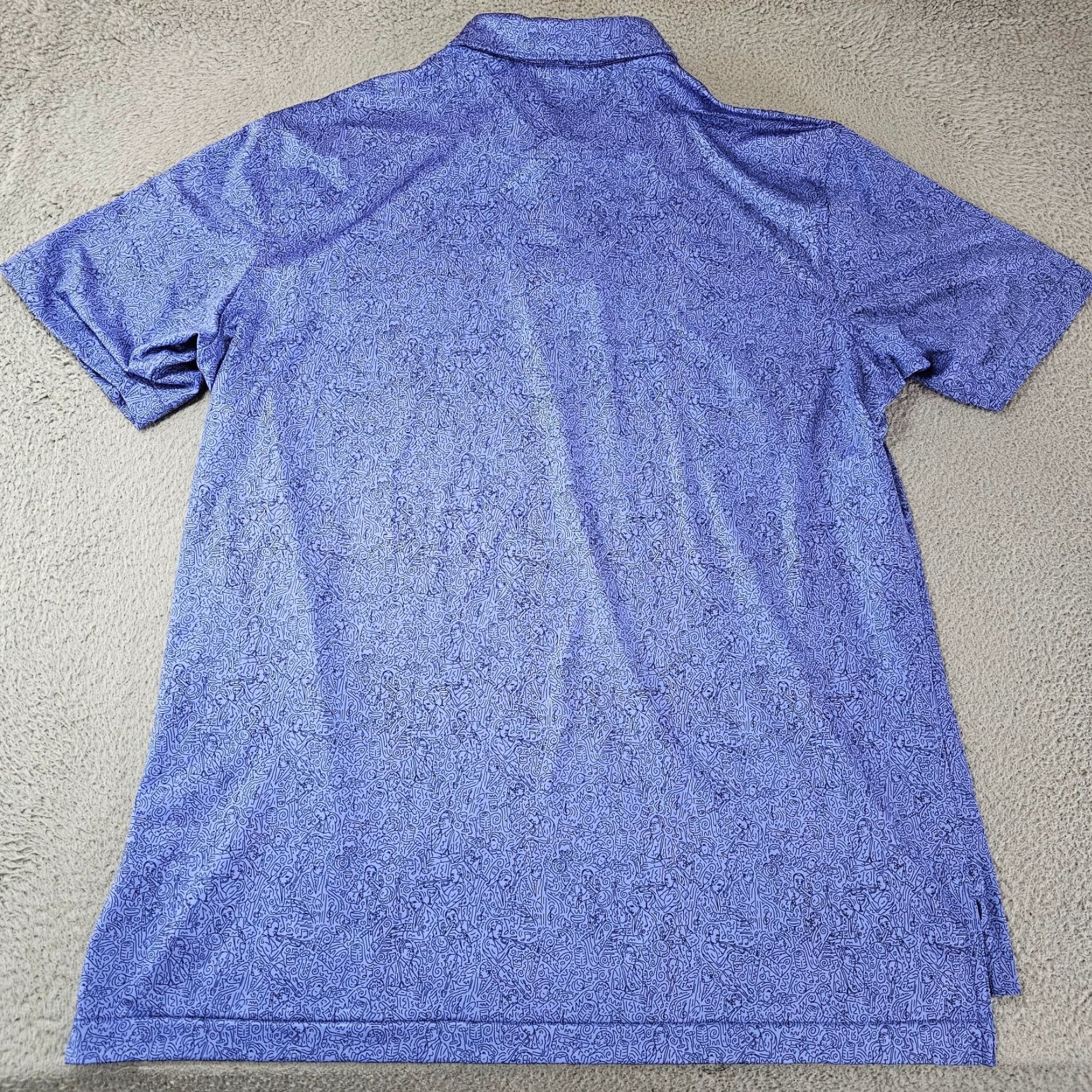 Peter Millar Peter Millar Polo Shirt Mens L Ragtime Print Blue Short Sleeve Graphic Print Summer Comfort 90s Music Vintage No Size US L / EU 52-54 / 3 - 7 Thumbnail