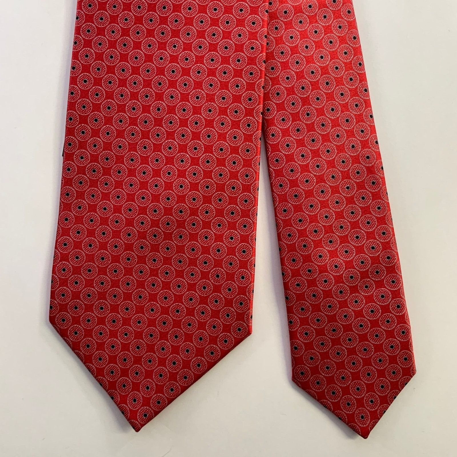 Dolcepunta DOLCEPUNTA Red Grey Polka Dot Silk Tie Size ONE SIZE - 1 Thumbnail