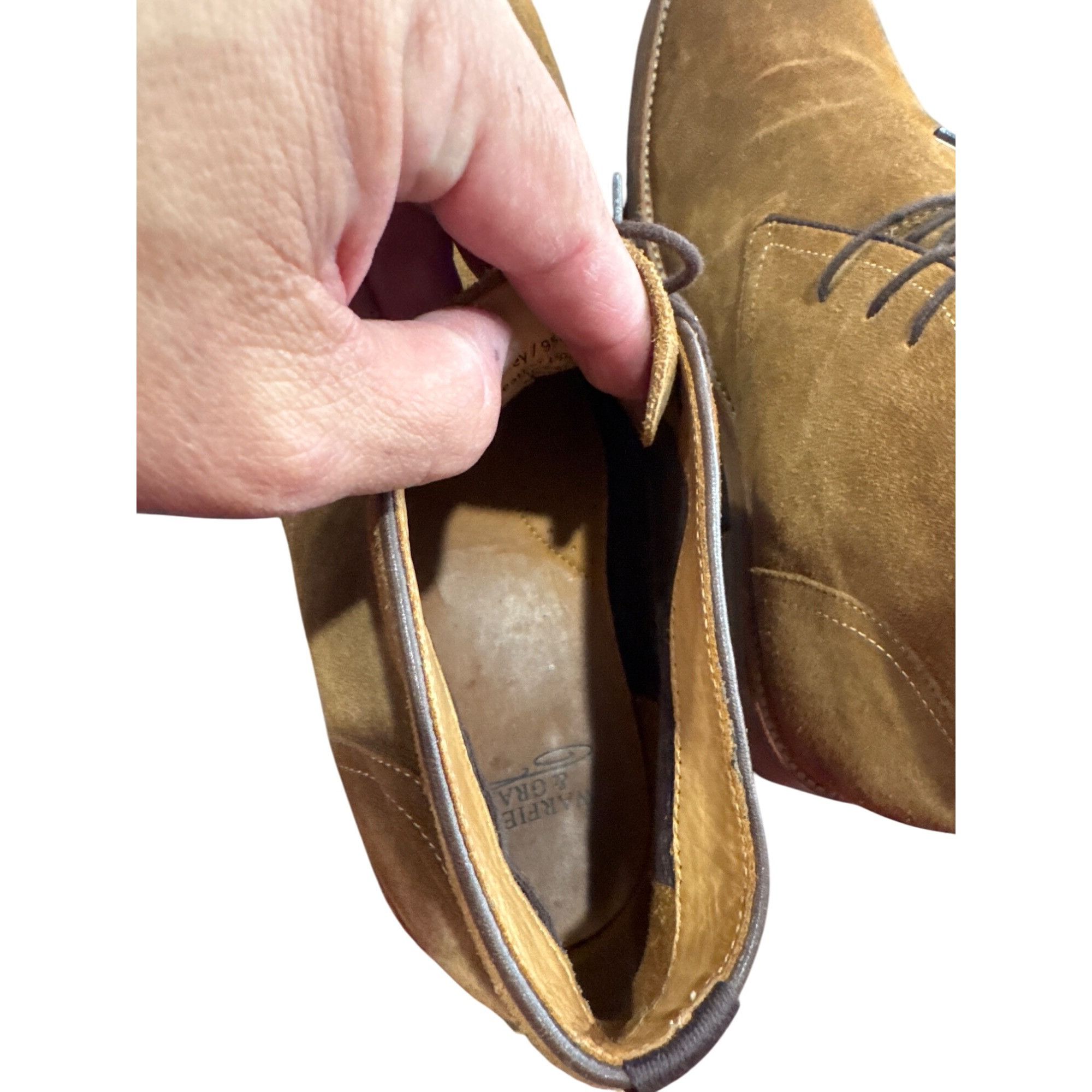 Designer Warfield Grand Mens Brown Leather Suede Ankle Chukka Boots S Size US 10.5 / EU 43-44 - 11 Thumbnail