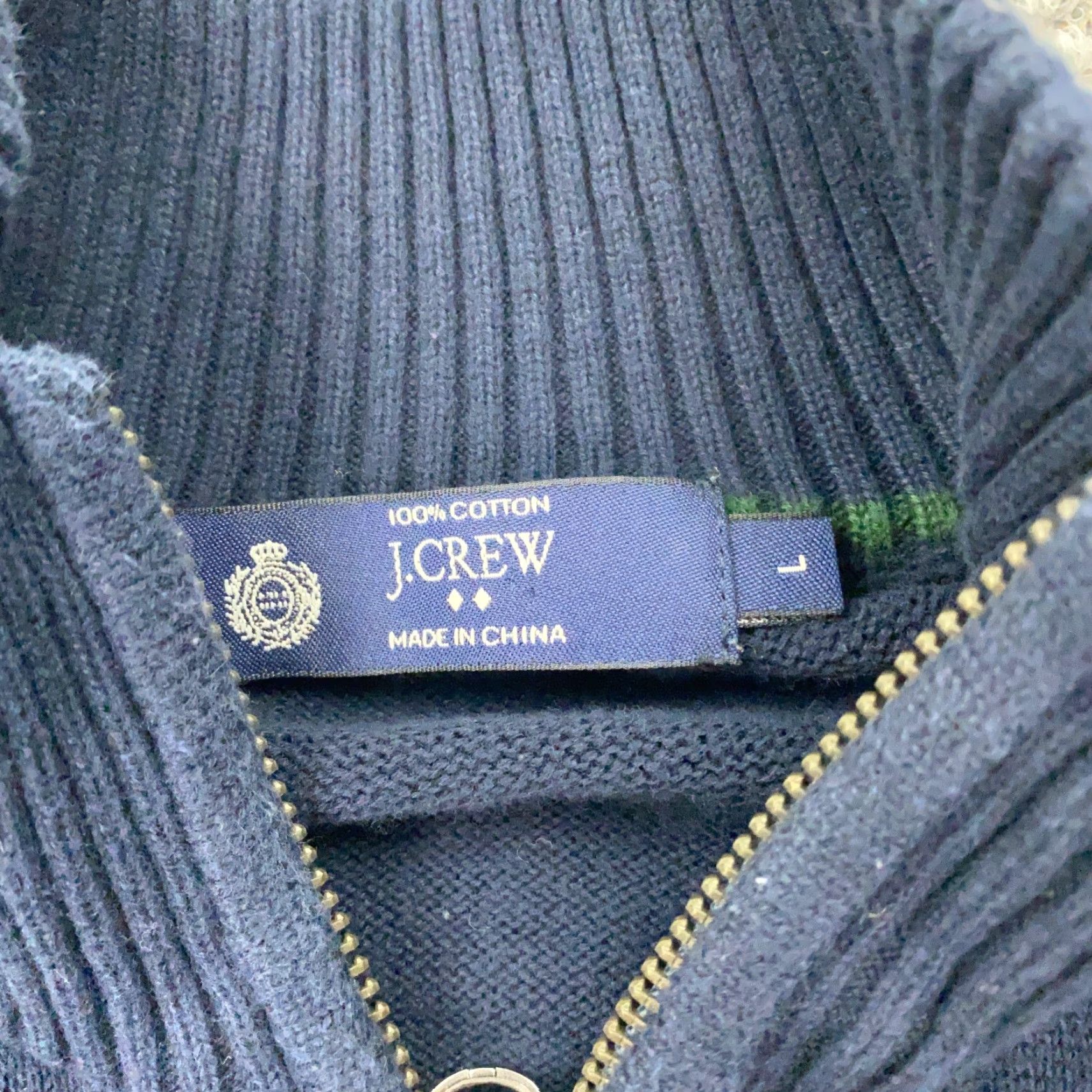 J.Crew J.CREW Mens Sweater Pullover 1/4 Zip Mock Neck Long Sleeve Large Blue Argyle Knit Cotton Modern Fit Mens Size US L / EU 52-54 / 3 - 3 Thumbnail