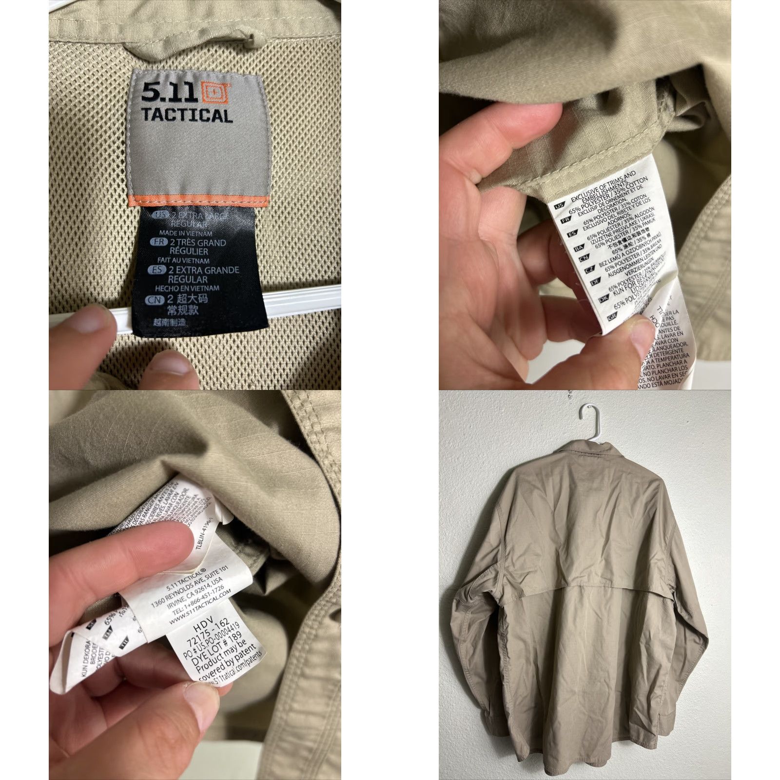 Vintage 5.11 Tactical Taclite Pro Shirt Mens XXL Beige Ripstop Vented Long Sleeve 72175 Size US XXL / EU 58 / 5 - 8 Thumbnail