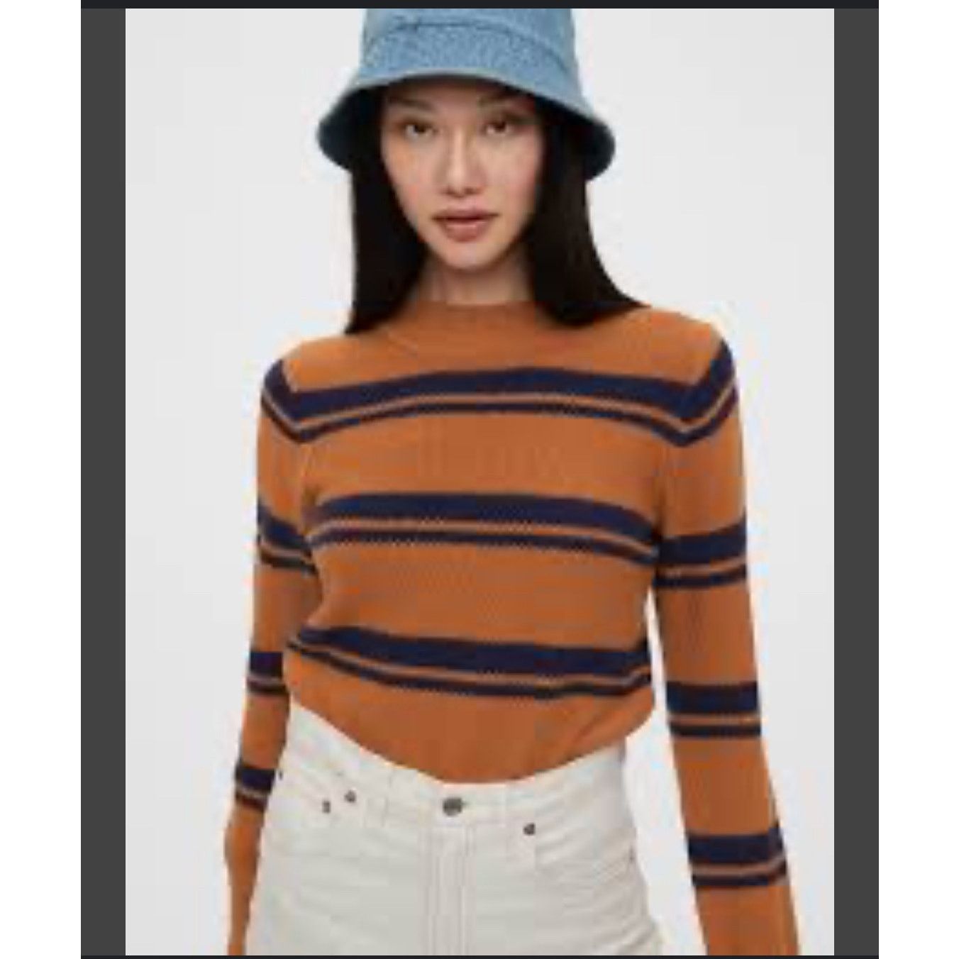 Gap GAP mock neck brown blue textured sweater nautical fall Size S / US 4 / IT 40 - 1 Thumbnail