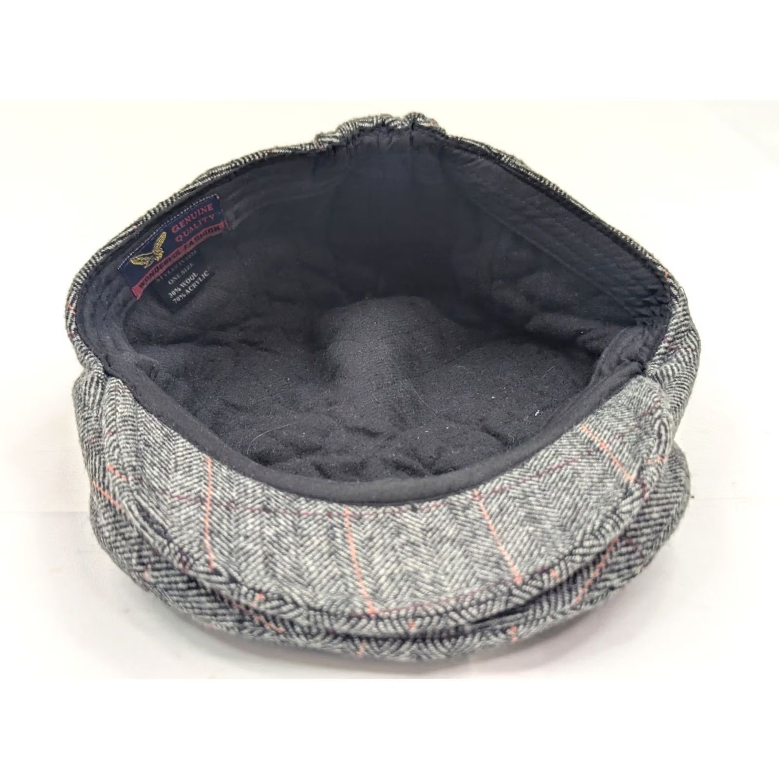 Vintage Wonderful Fashion Newsboy Wool Blend Tweed Herringbone Cabby Cal Hat One Size Velvet? Size ONE SIZE - 7 Thumbnail
