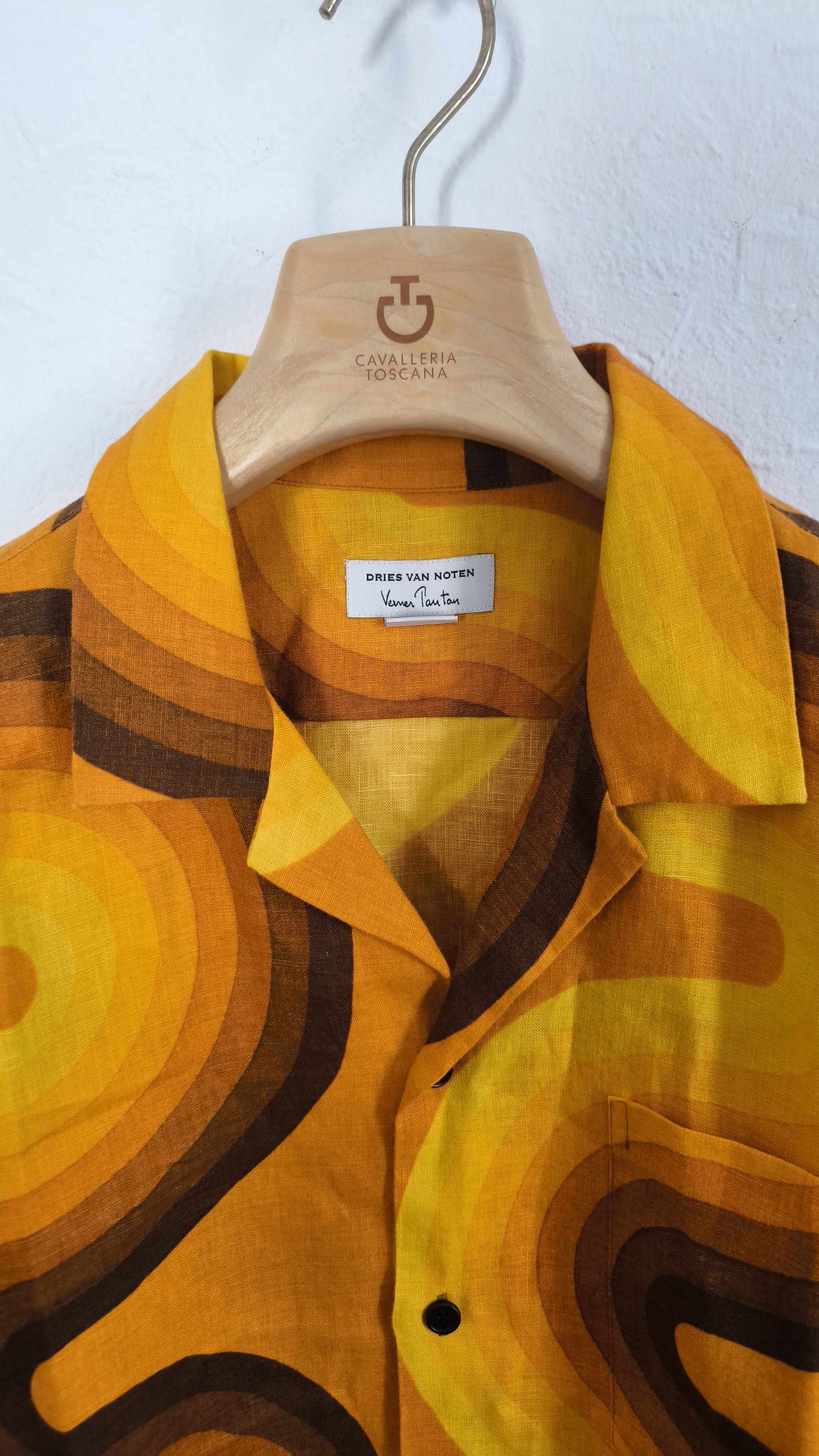 Dries Van Noten Verner Panton Linen Wave Print Carlton Shirt Dries Van Noten Verner Panton Linen Wave Print Carlton Shirt