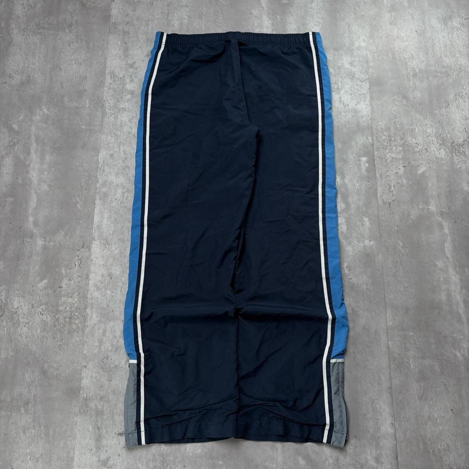 Old Navy Y2K Navy Old Navy Grunge Striped Distressed Baggy Trackpants Size 32" / US 10 / IT 46 - 2 Thumbnail