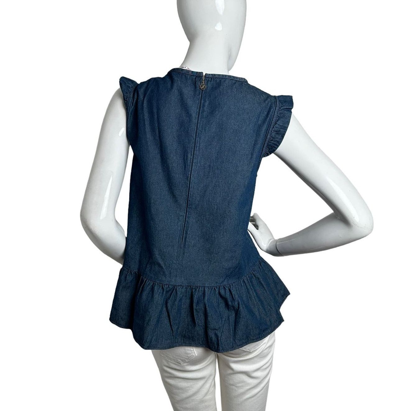 Kate Spade Kate Spade Chambray Flounce Top size 4 Casual Indigo Size S / US 4 / IT 40 - 3 Thumbnail