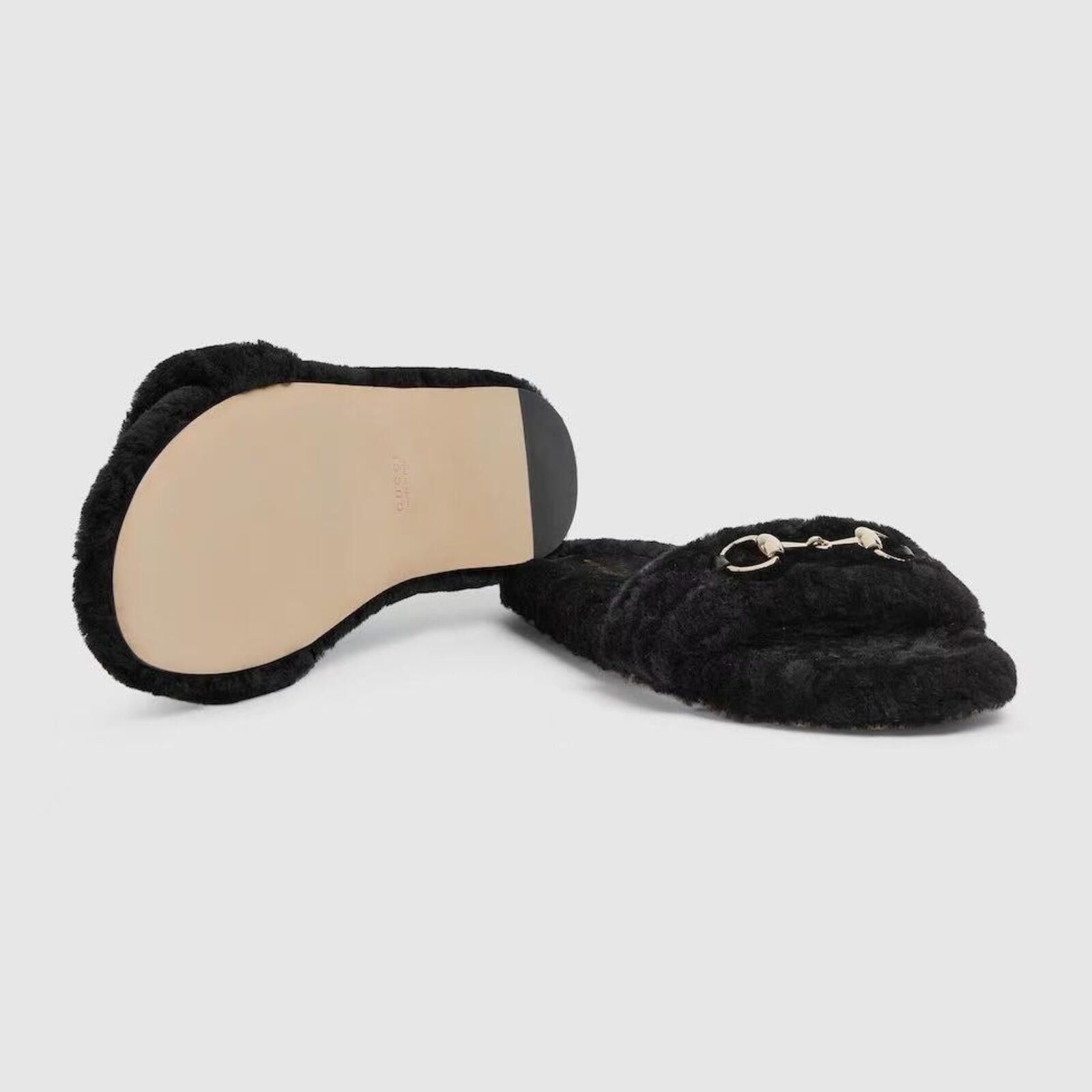 Gucci Gucci Horsebit Wool Slide Sandal Size ONE SIZE - 3 Thumbnail