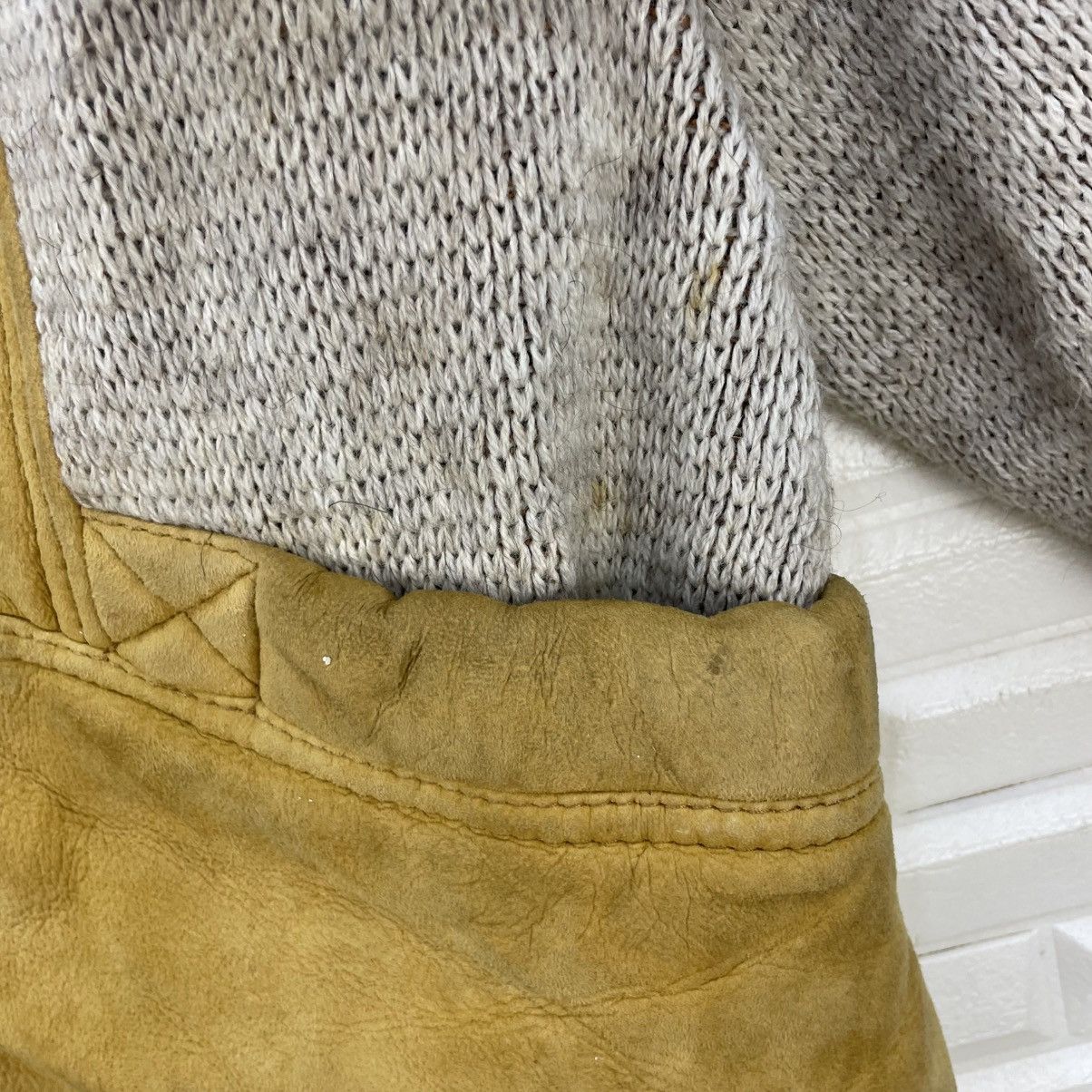 Genuine Leather 💥 Vintage Sheepskin Shearling Leather Jacket Knit Sleeves Size US M / EU 48-50 / 2 - 10 Thumbnail
