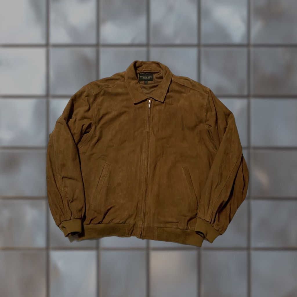 Golden Bear VINTAGE Golden Bear Sportswear Suede Leather Cognac Full Zip Bomber Jacket XL Mens Size US XL / EU 56 / 4 - 1 Thumbnail